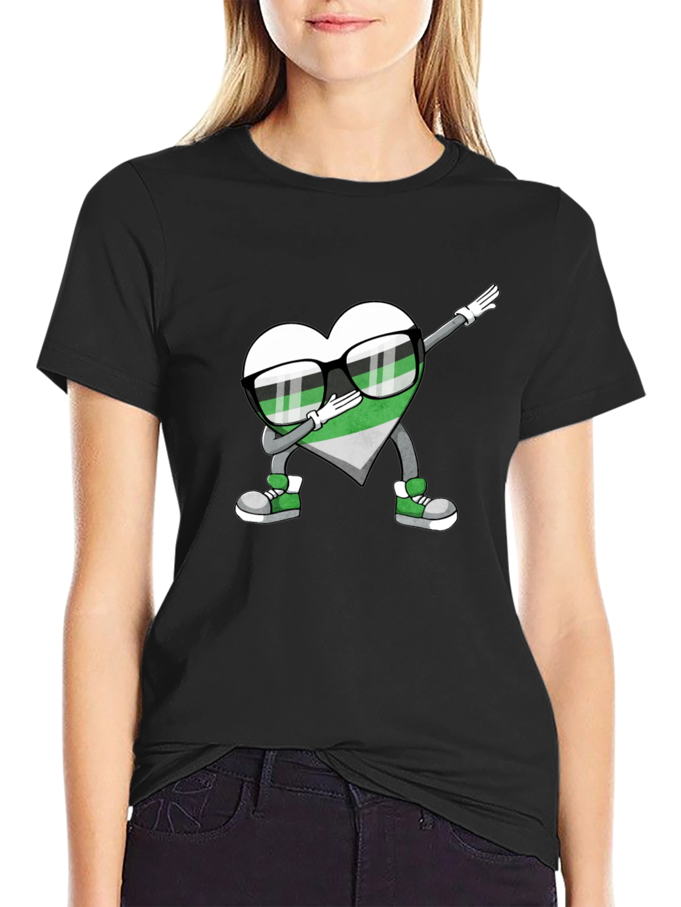 Aromantic Pride Dabbing Heart T-Shirt