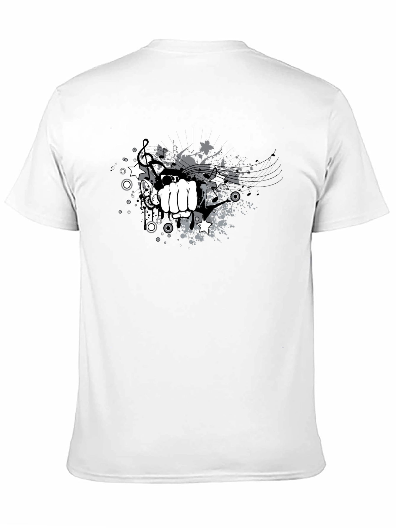Mens Black Graphic Tee - Music Punch Design