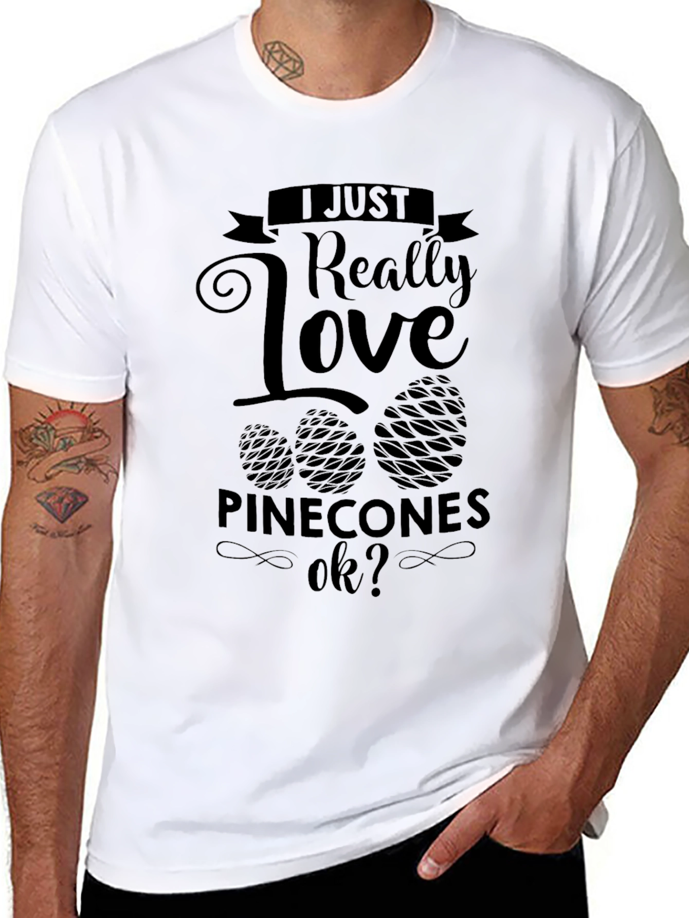 I Love Pinecones Black T-Shirt