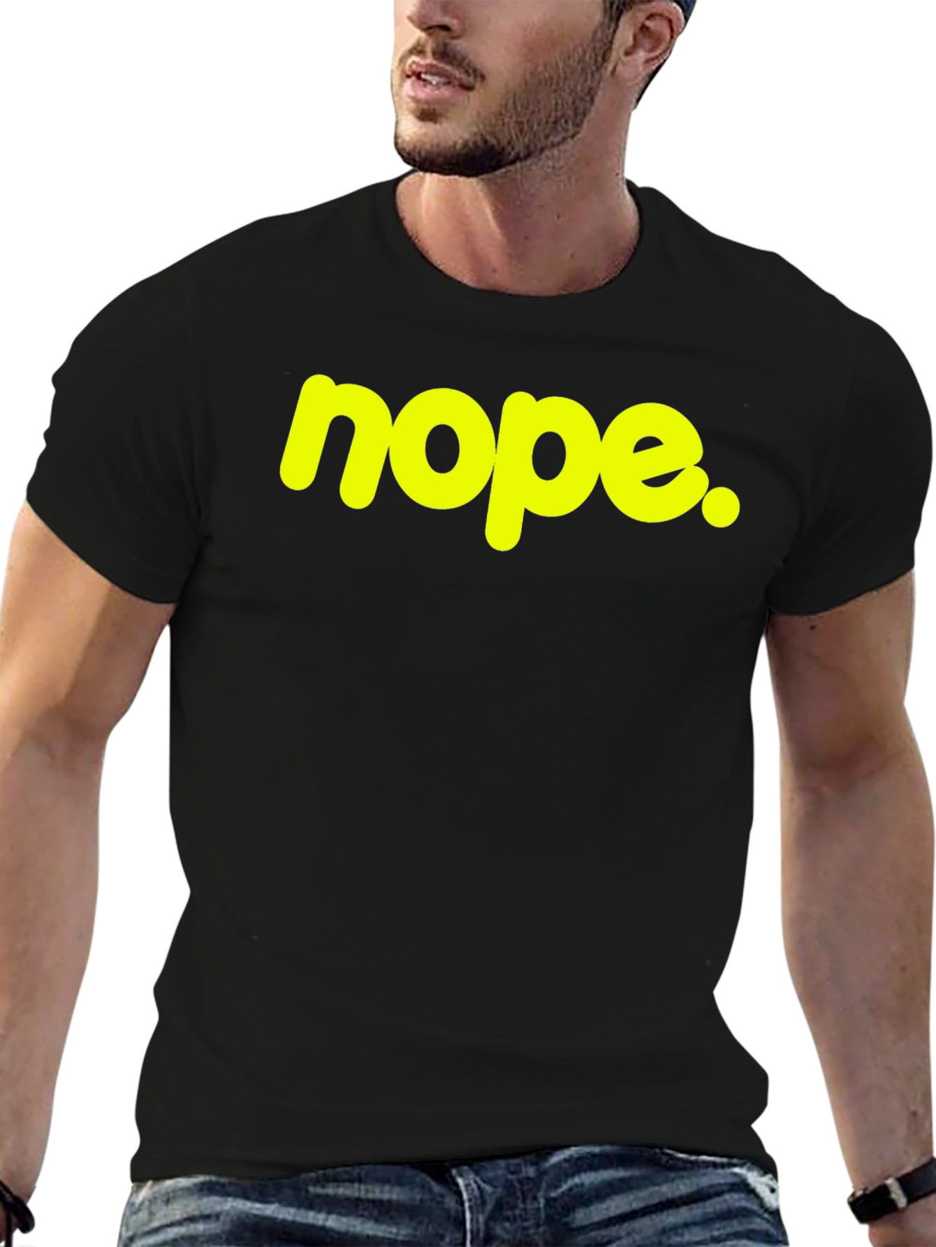 Nope Graphic Tee - Casual Black Cotton T-Shirt