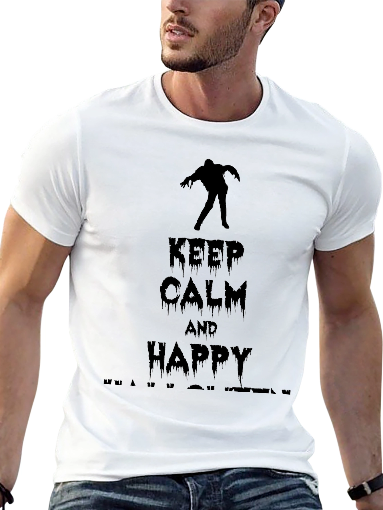 Keep Calm & Happy Halloween Black Graphic Tee