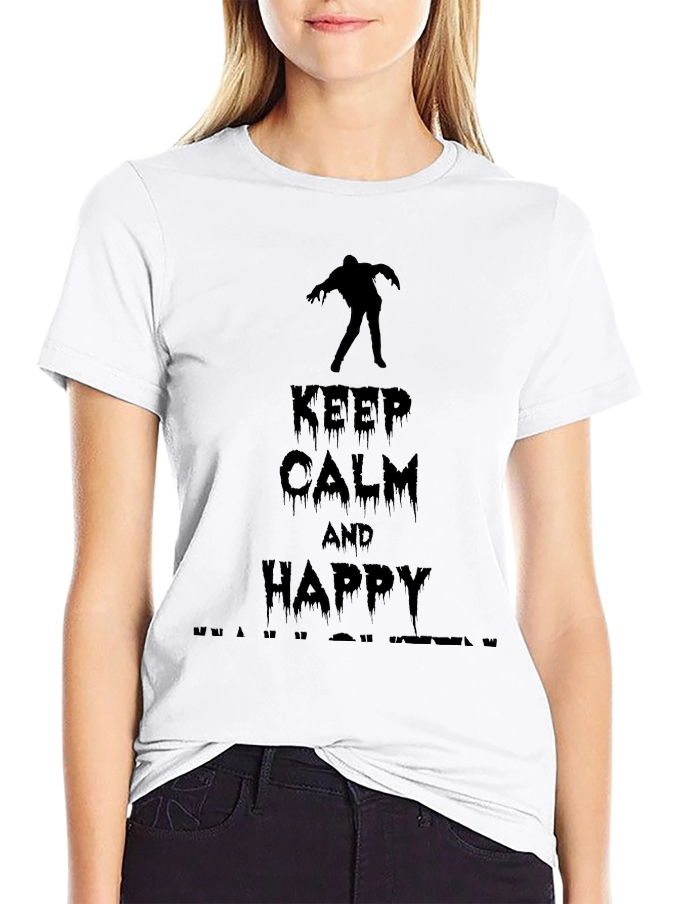 Keep Calm & Happy Halloween Black Graphic Tee