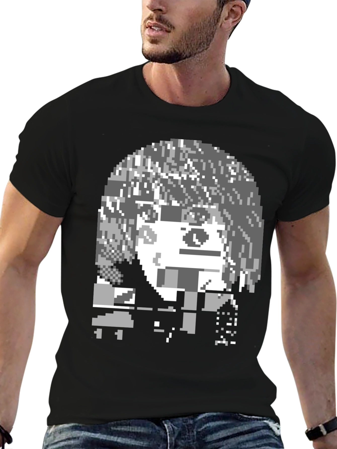 Pixel Art Graphic T-Shirt - Black