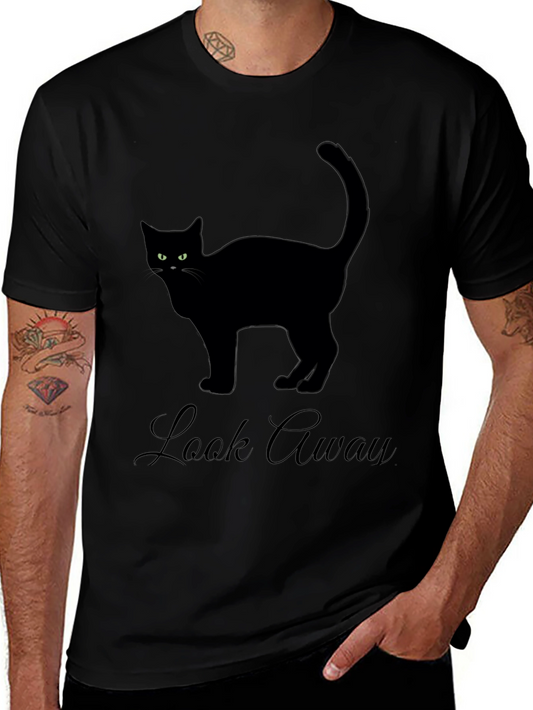 Black Cat T-Shirt - Look Away Graphic Tee