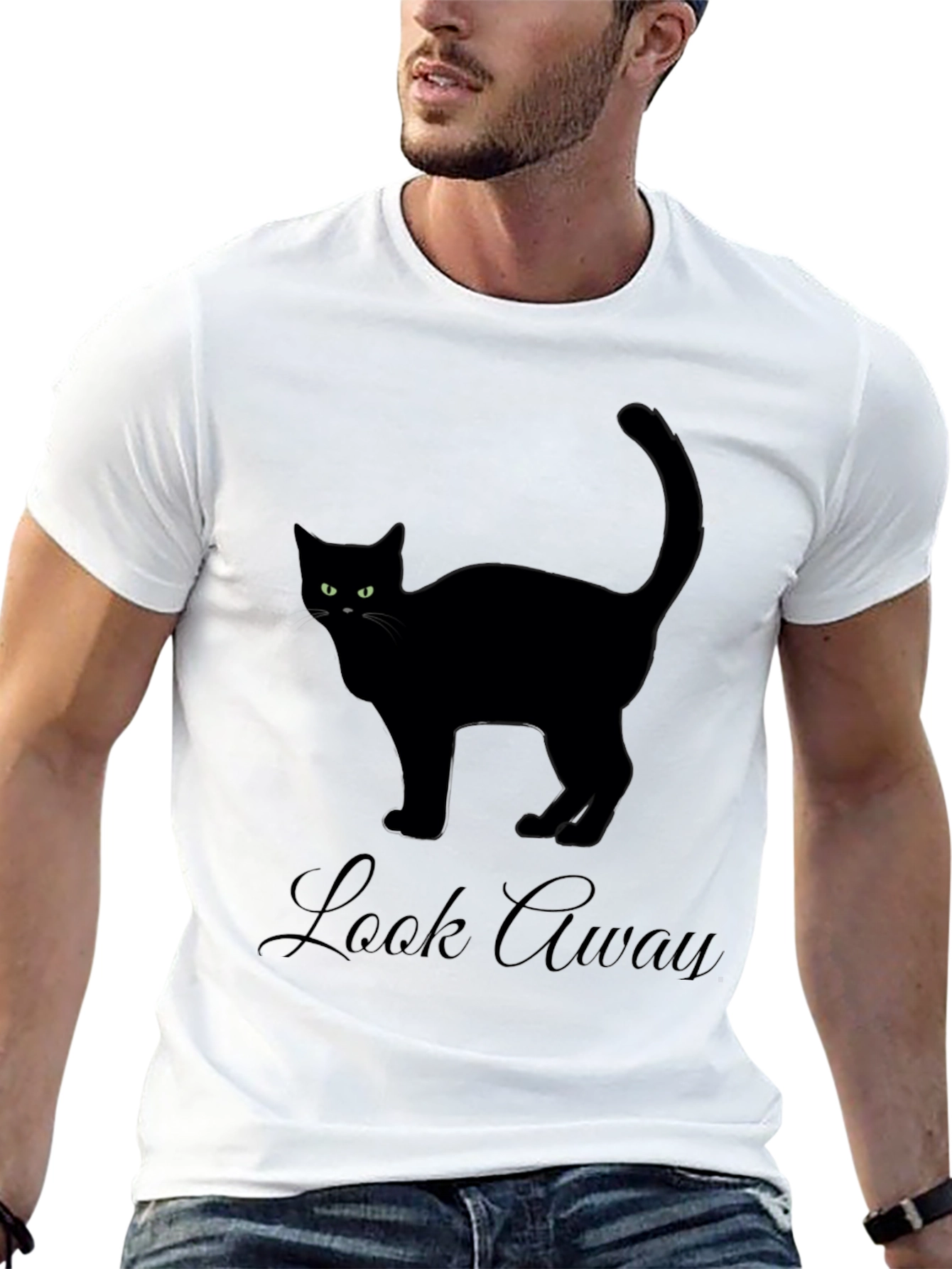 Black Cat T-Shirt - Look Away Graphic Tee