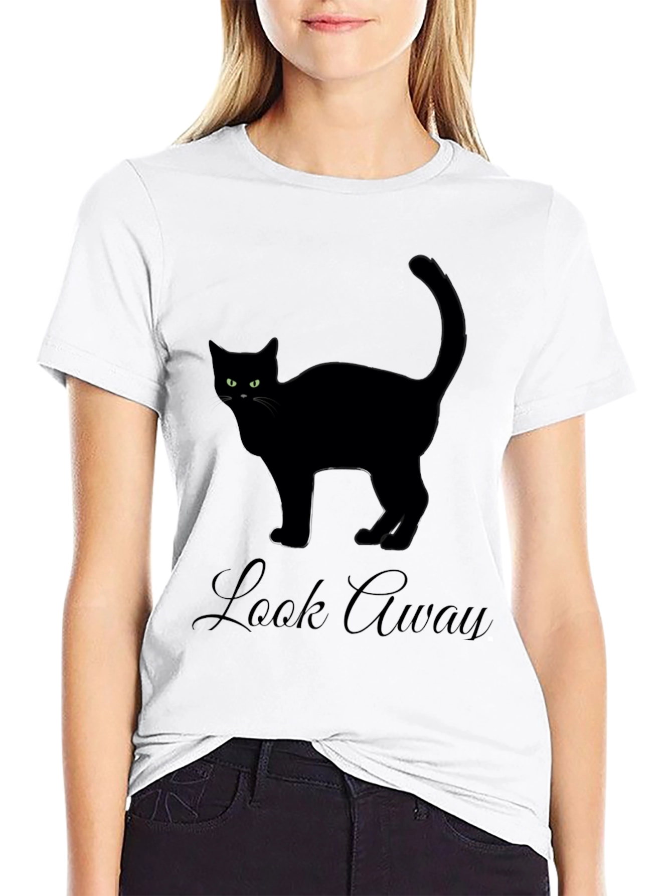 Black Cat T-Shirt - Look Away Graphic Tee