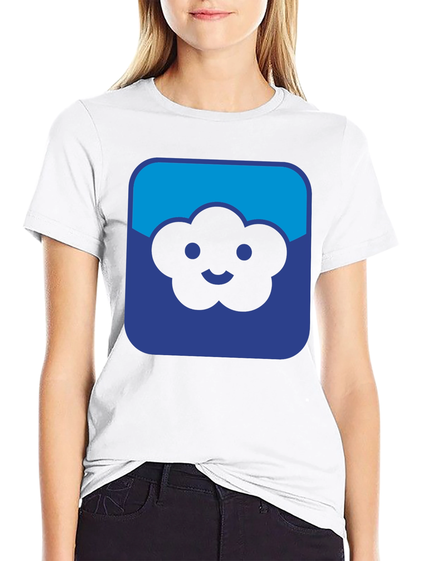 Cloud Smiley Graphic Black T-Shirt