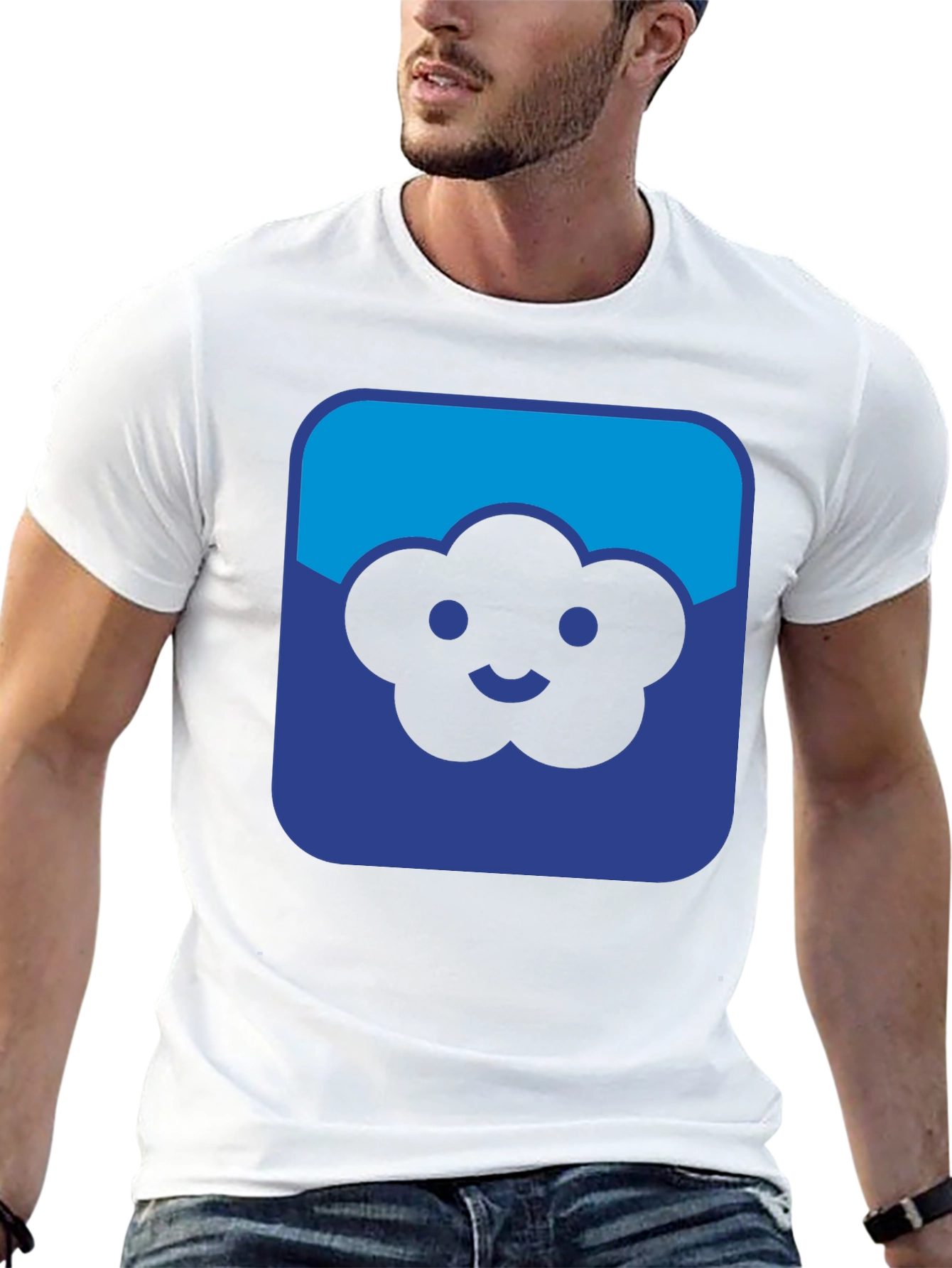 Cloud Smiley Graphic Black T-Shirt