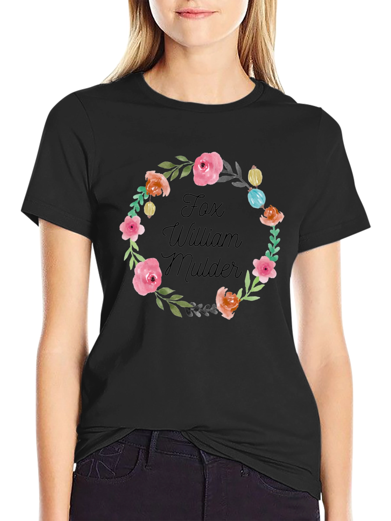 Floral Fox Mulder T-Shirt - Unique Fan Apparel