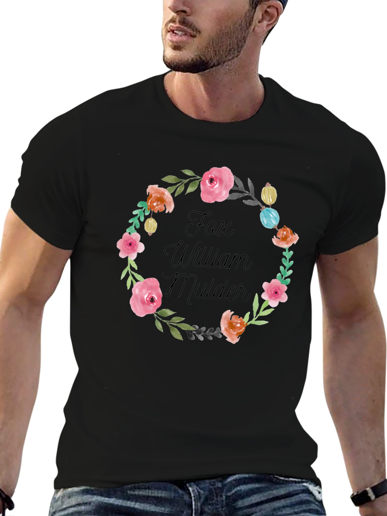 Floral Fox Mulder T-Shirt - Unique Fan Apparel