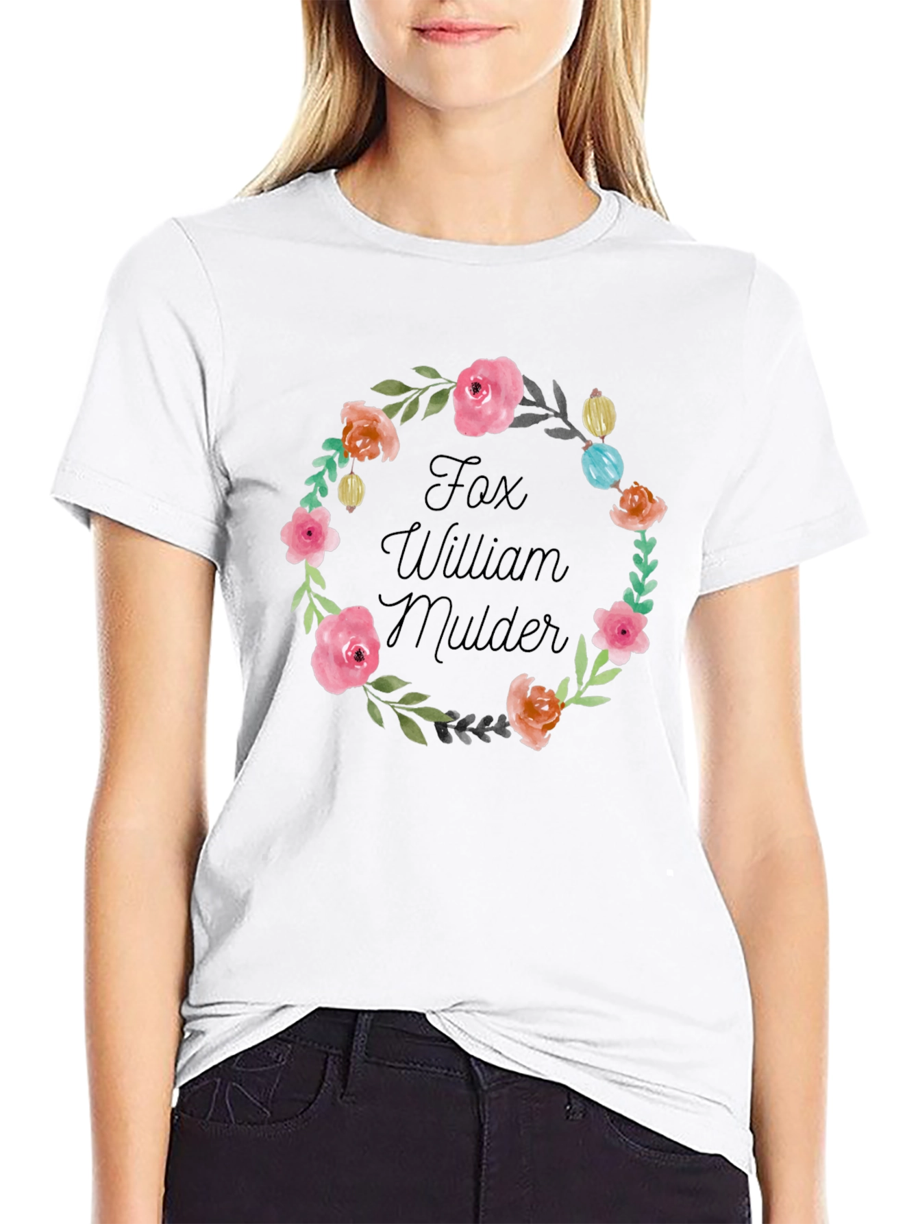 Floral Fox Mulder T-Shirt - Unique Fan Apparel