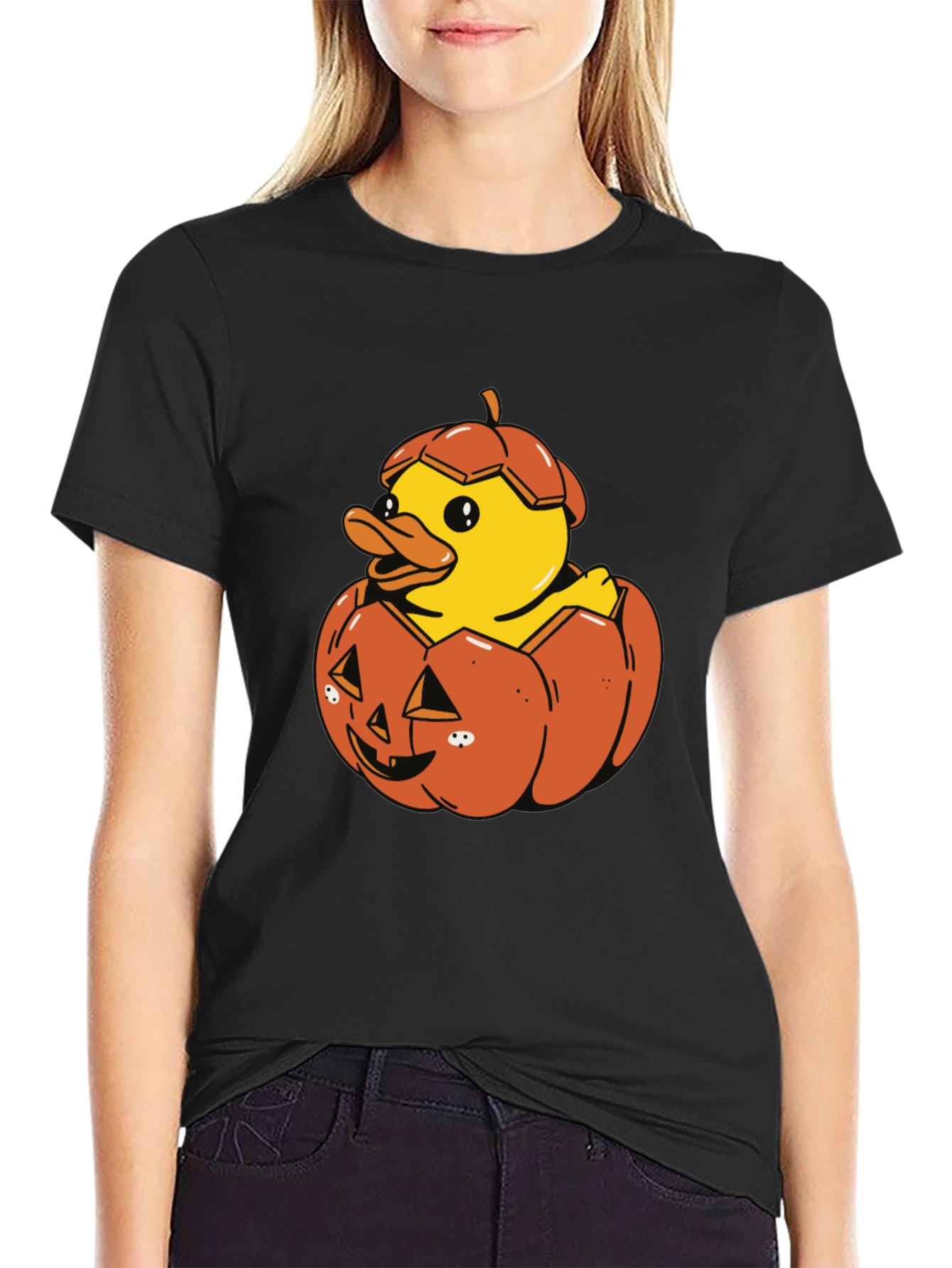 Duck in Pumpkin Halloween T-Shirt