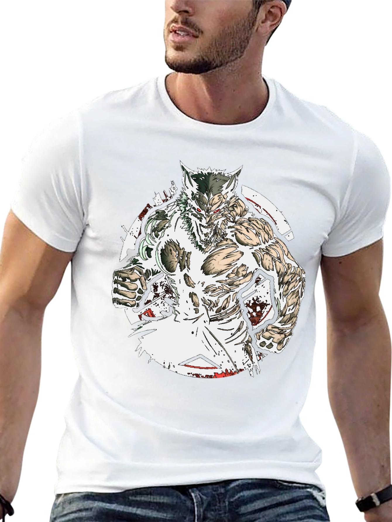 Werewolf Graphic Tee - Black Cotton T-Shirt