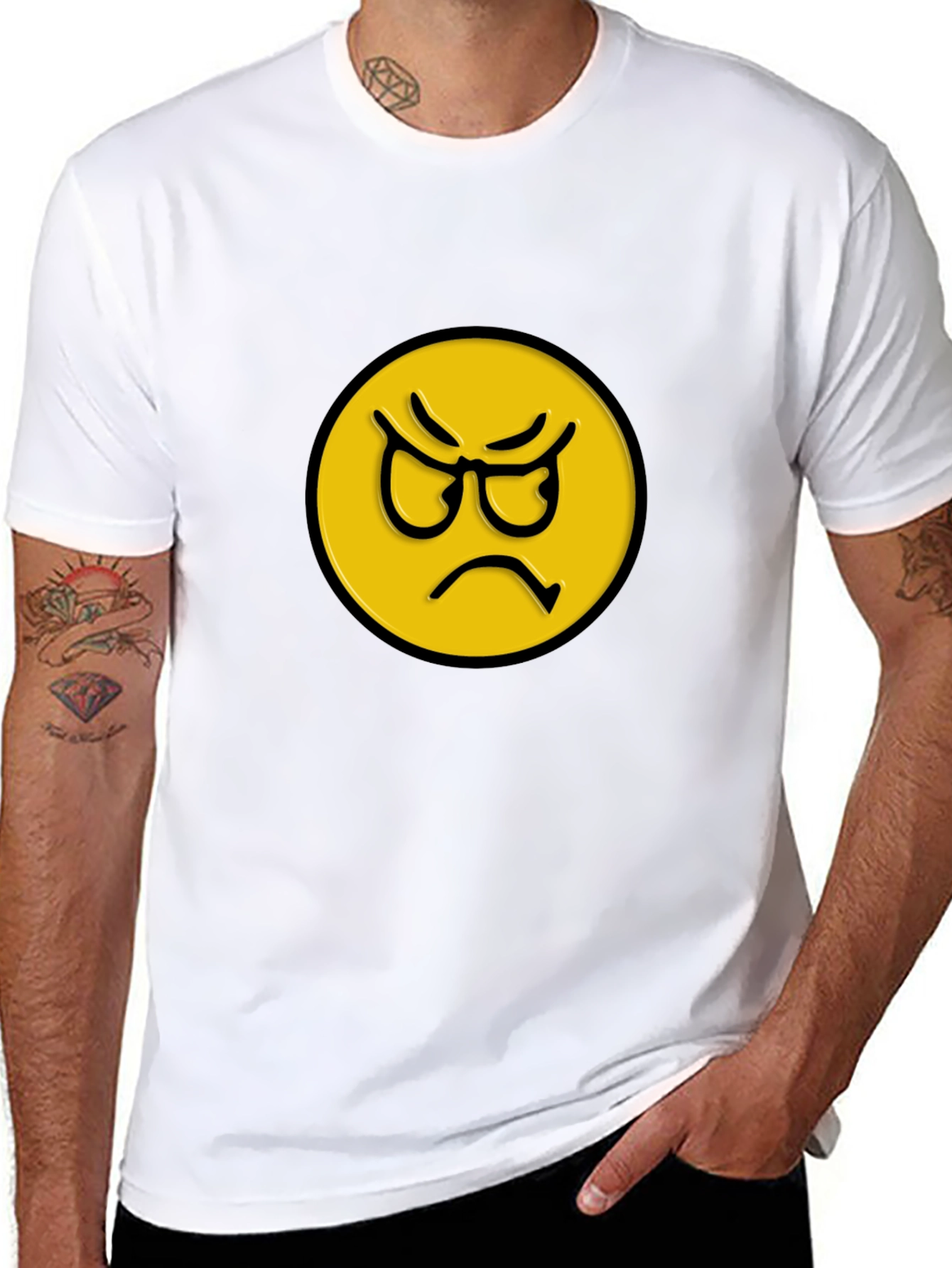 Angry Emoji Graphic Tee - Unisex Black T-Shirt