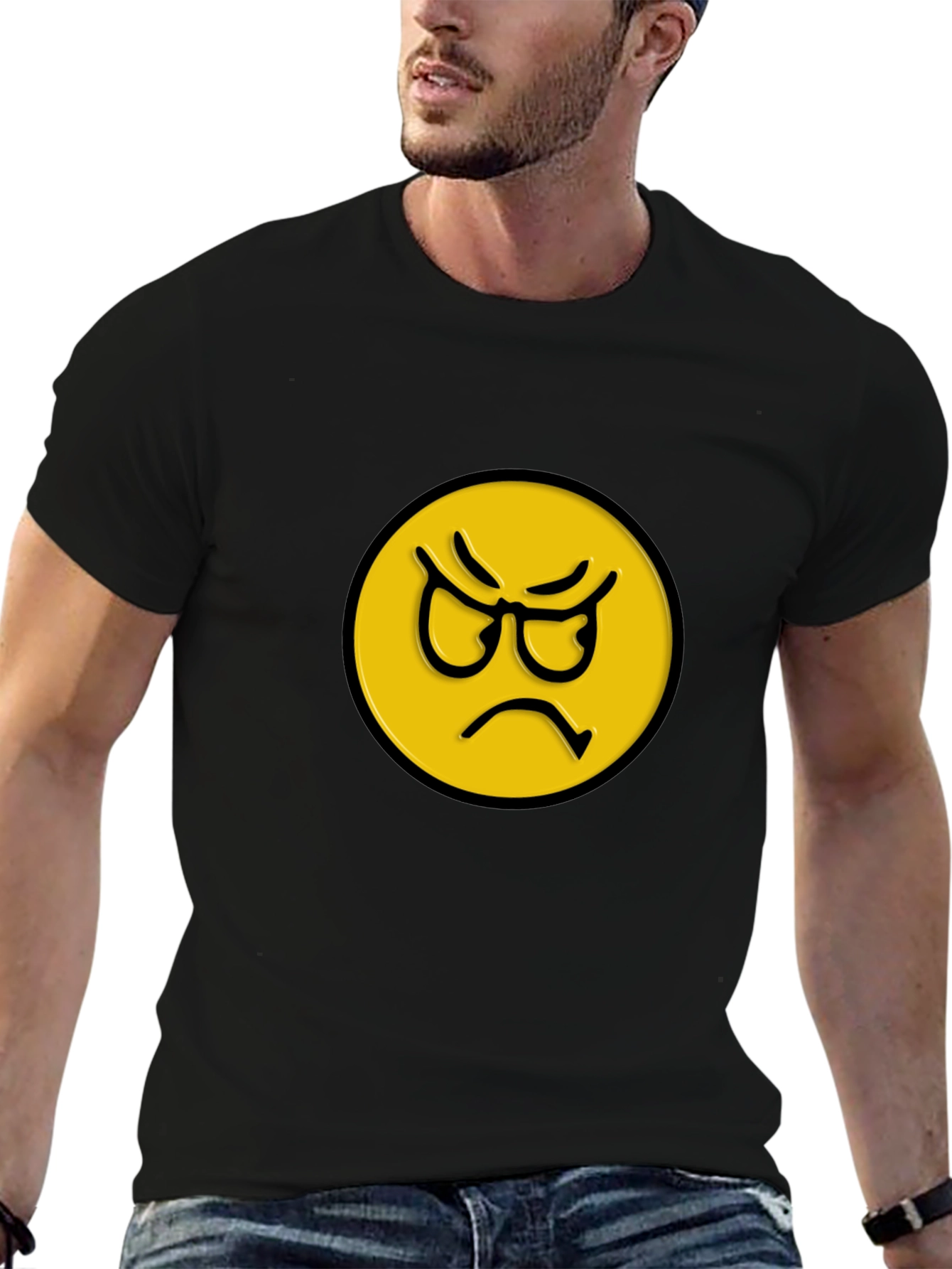 Angry Emoji Graphic Tee - Unisex Black T-Shirt