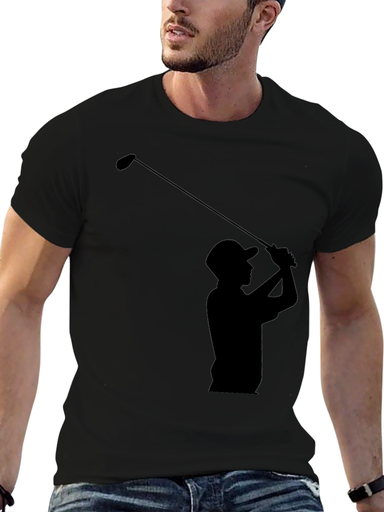Golfer Silhouette T-Shirt - Black Tee