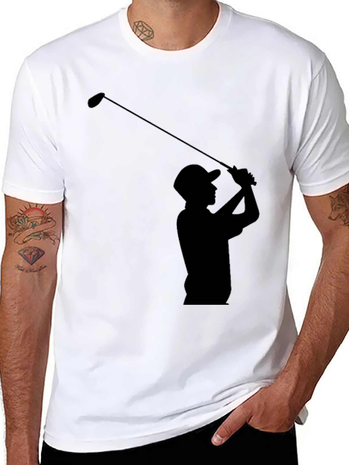 Golfer Silhouette T-Shirt - Black Tee