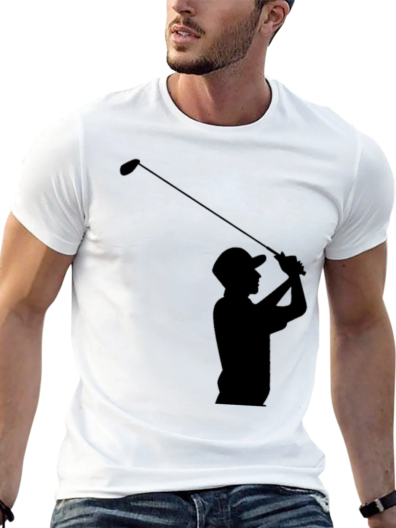 Golfer Silhouette T-Shirt - Black Tee