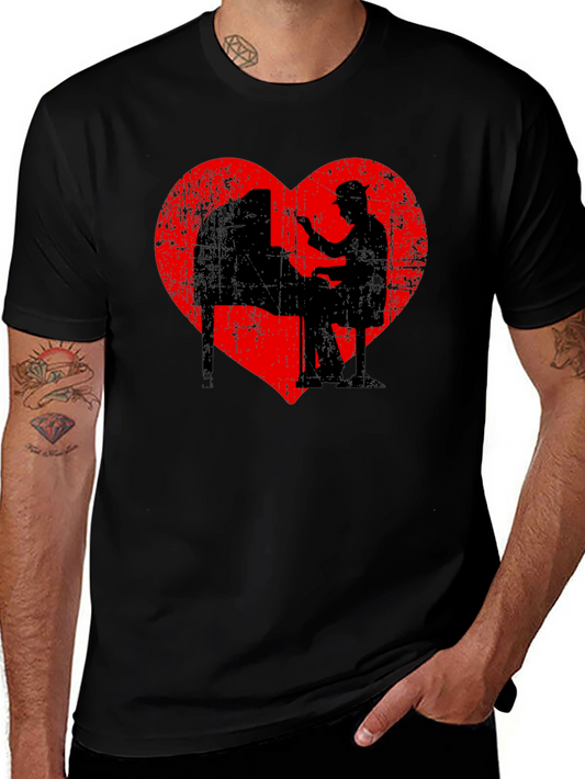 Piano Heart Silhouette T-Shirt
