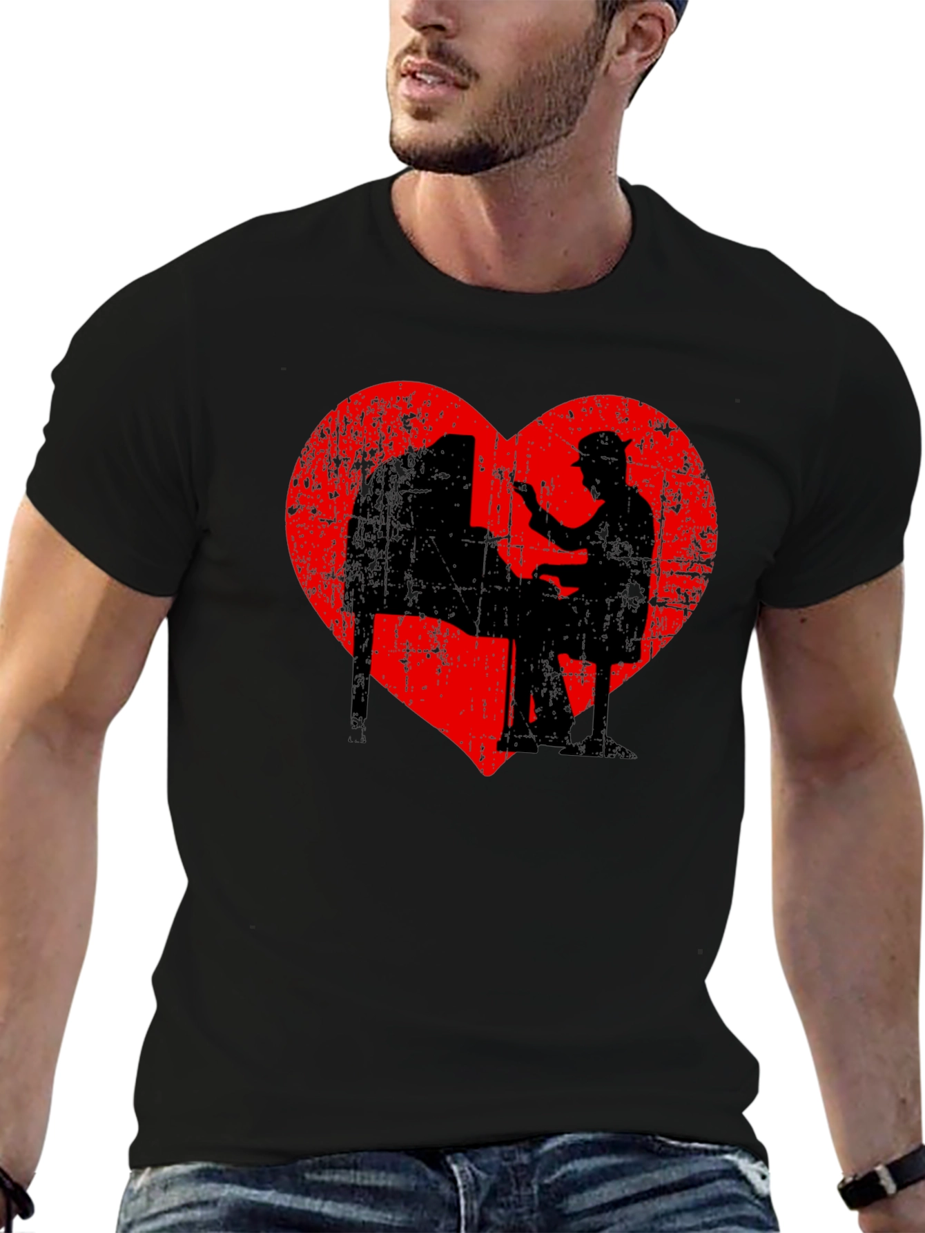 Piano Heart Silhouette T-Shirt