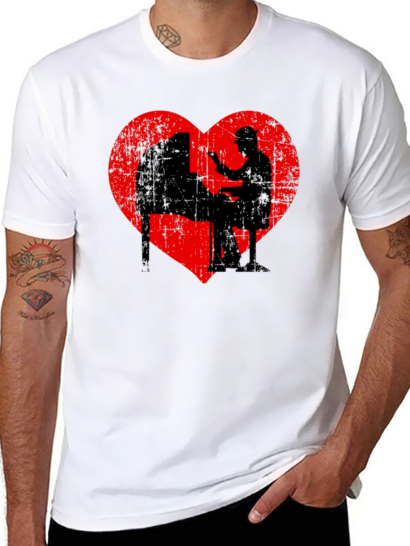 Piano Heart Silhouette T-Shirt