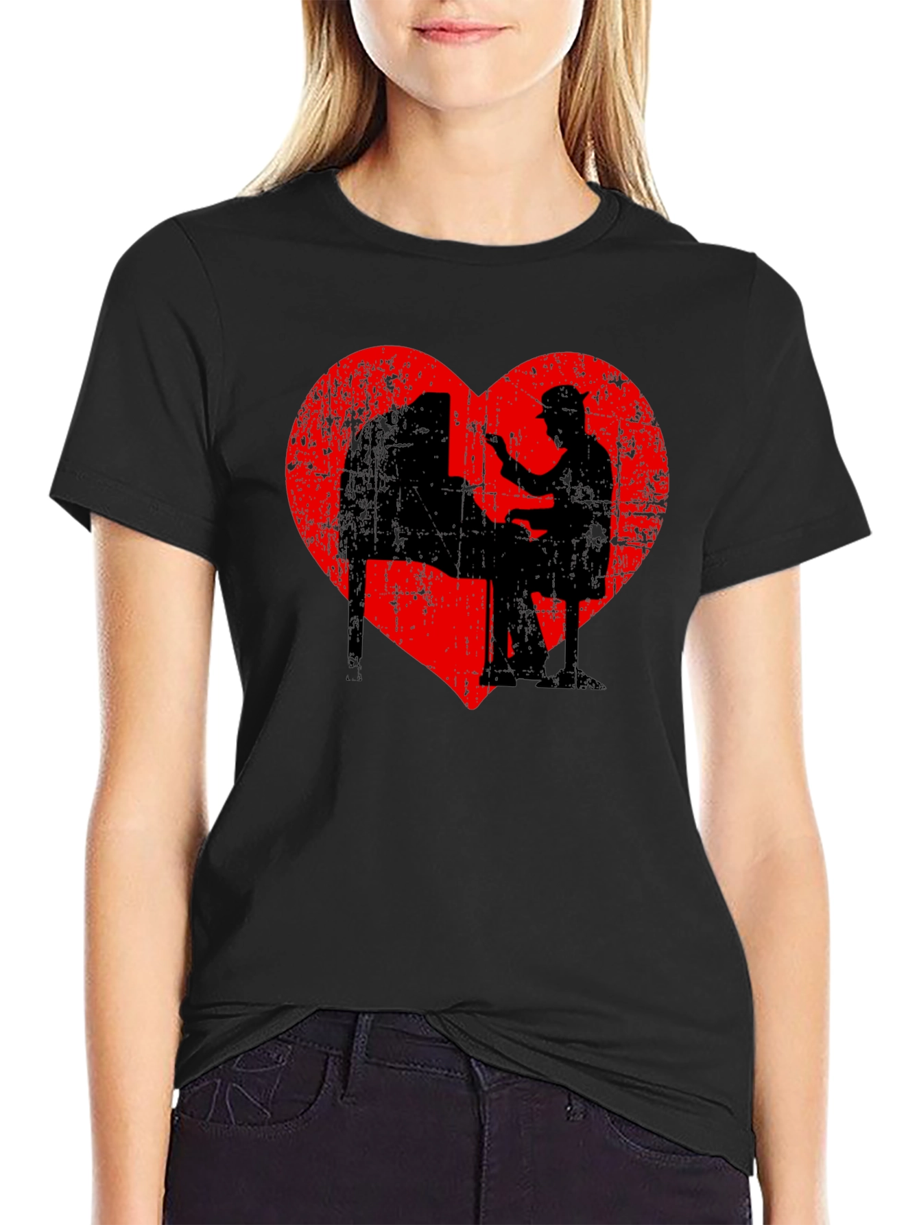 Piano Heart Silhouette T-Shirt
