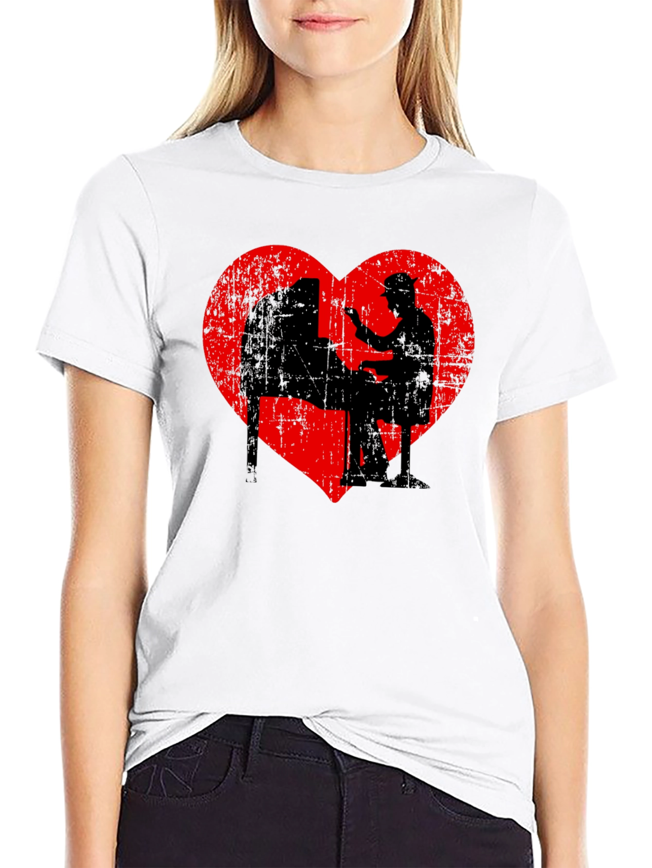 Piano Heart Silhouette T-Shirt