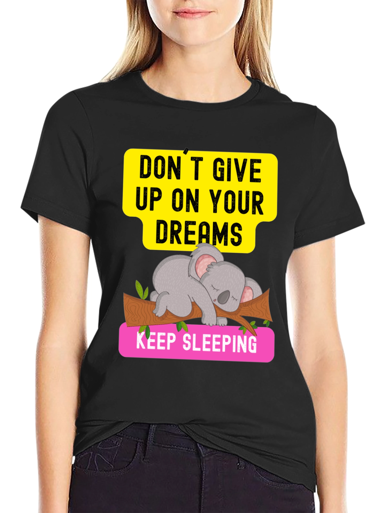 Dreaming Koala Graphic Tee - Sleepy Animal T-Shirt