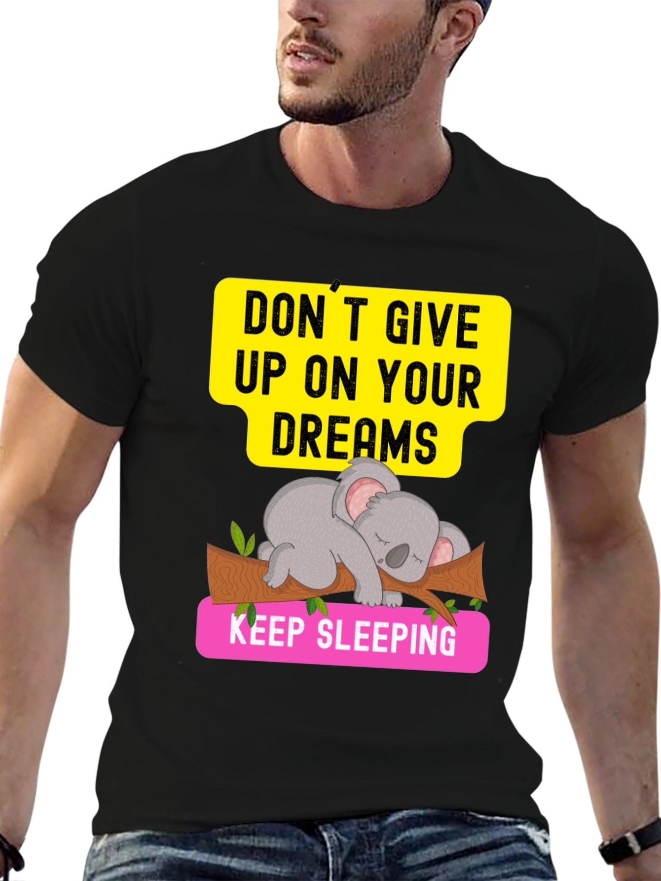 Dreaming Koala Graphic Tee - Sleepy Animal T-Shirt