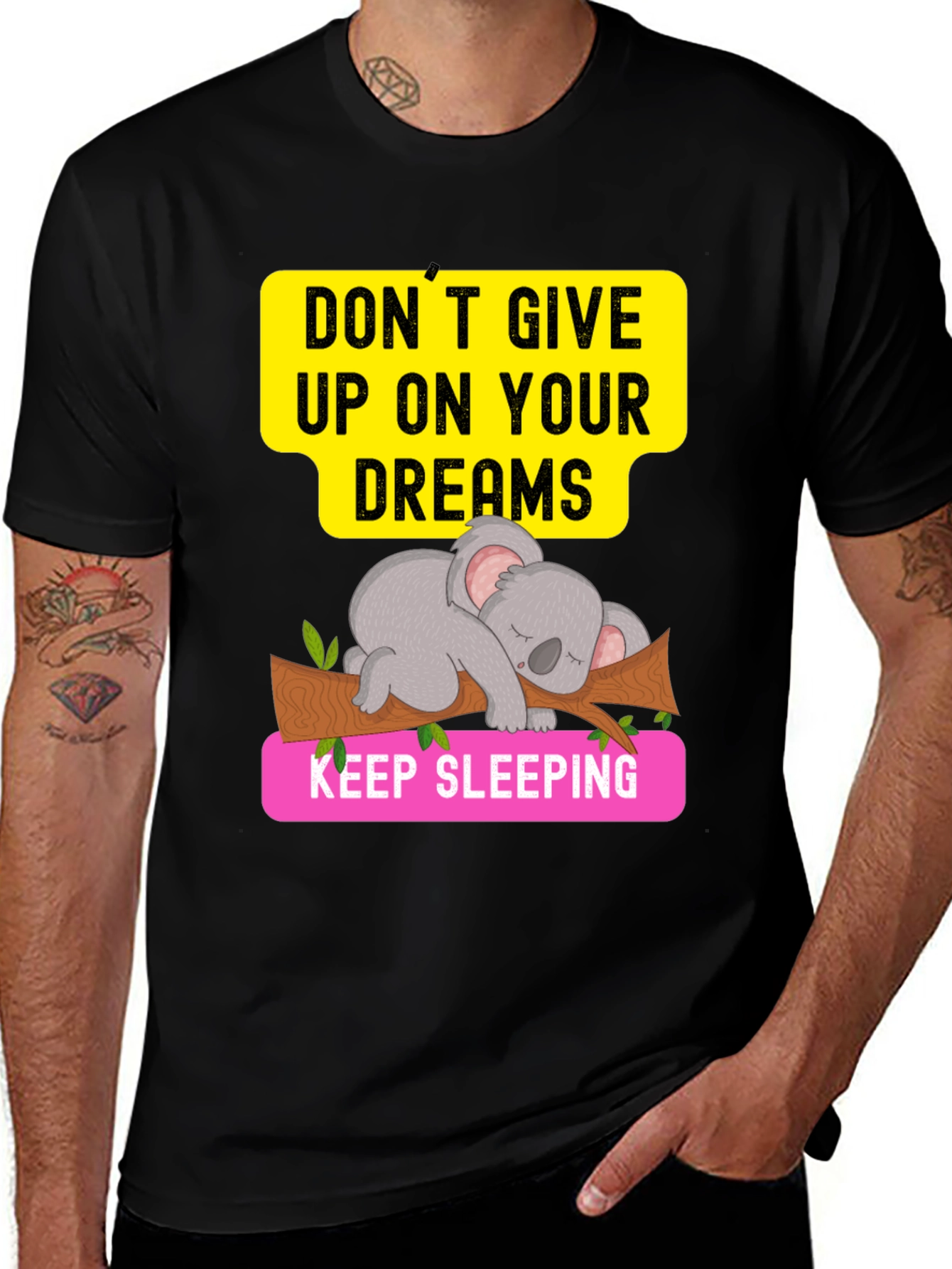 Dreaming Koala Graphic Tee - Sleepy Animal T-Shirt