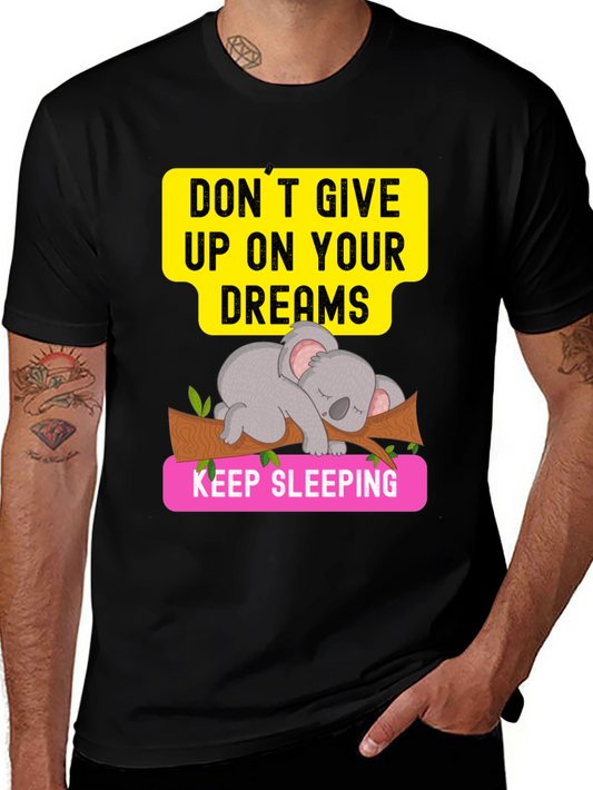 Dreaming Koala Graphic Tee - Sleepy Animal T-Shirt