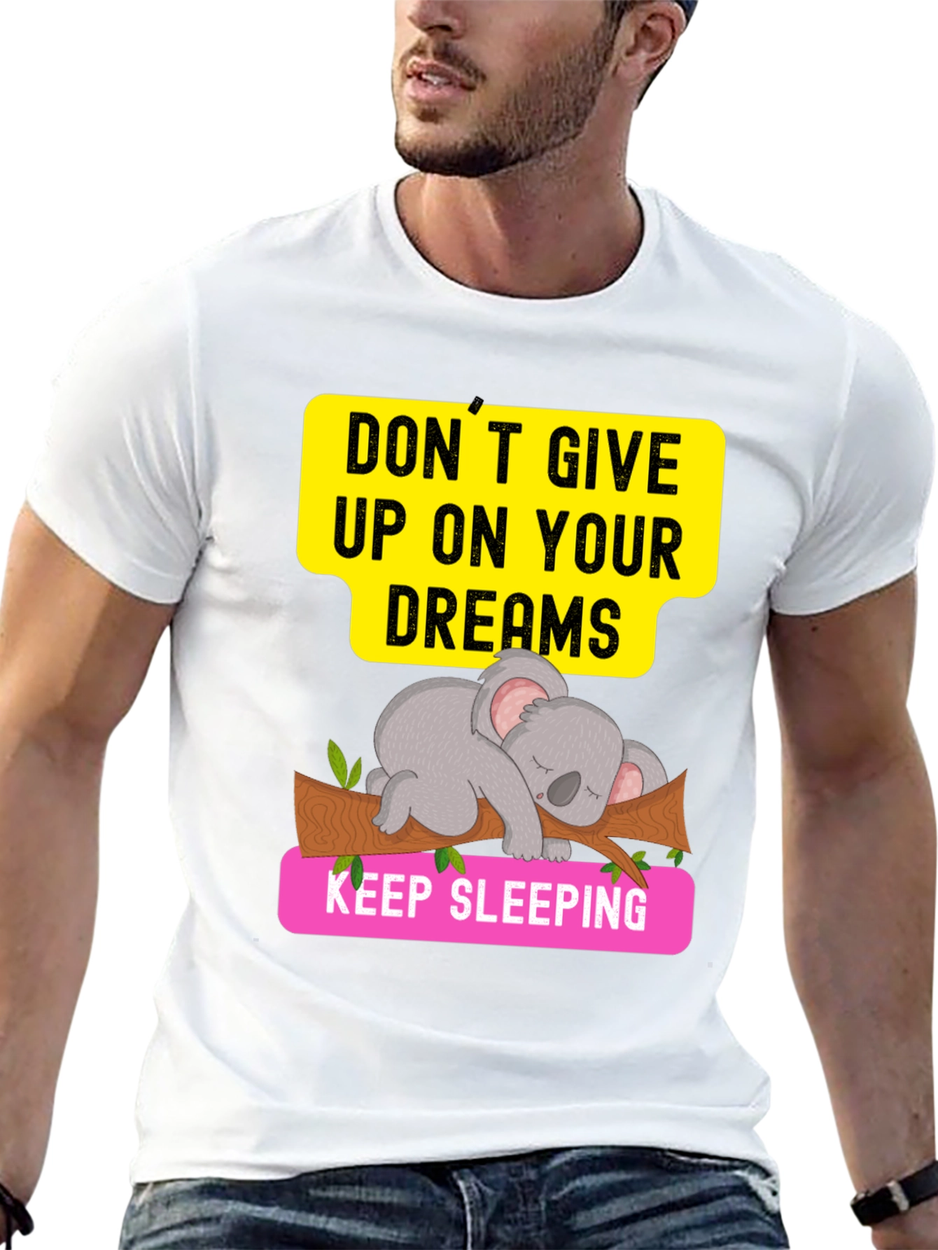 Dreaming Koala Graphic Tee - Sleepy Animal T-Shirt