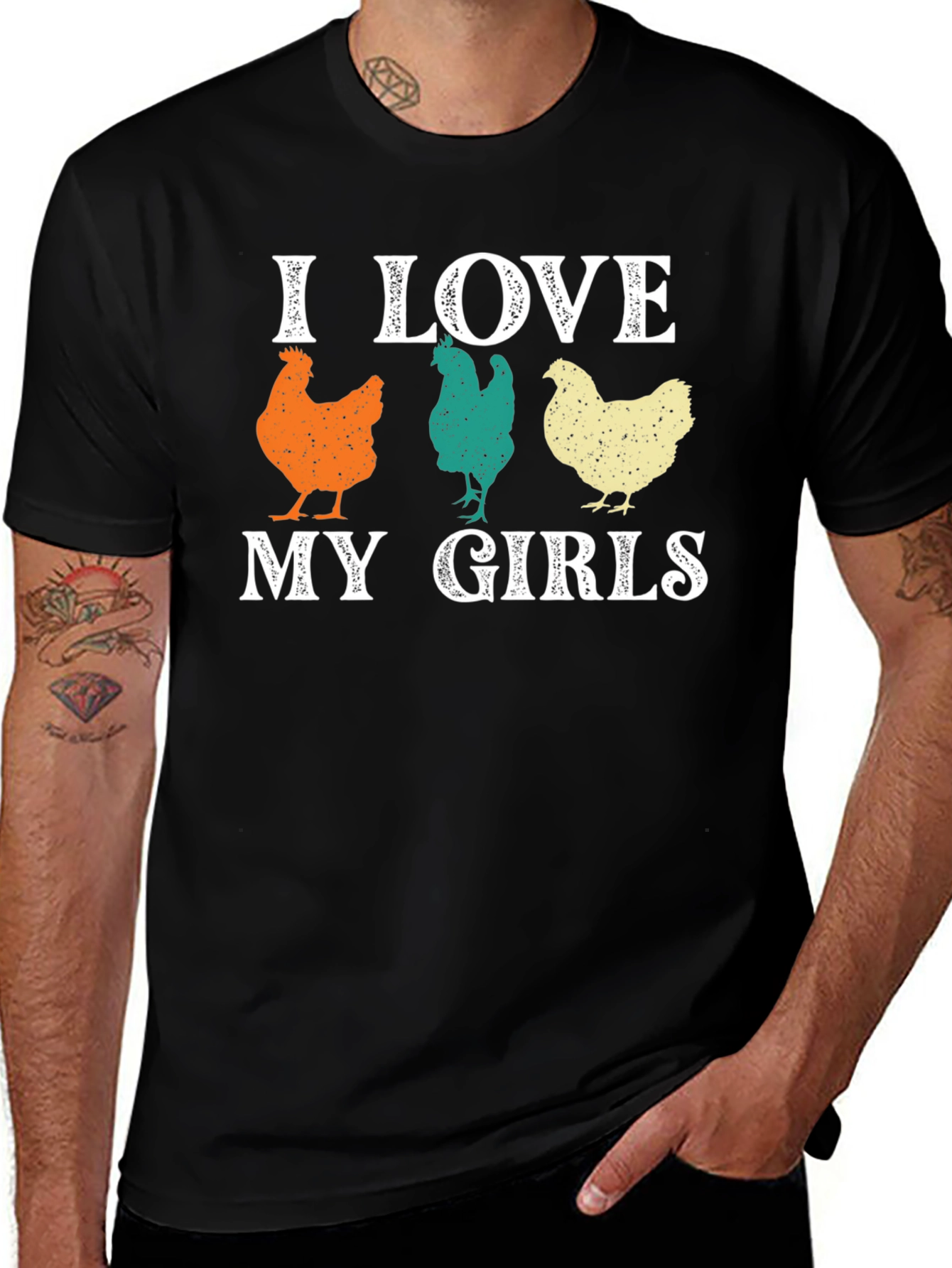 I Love My Girls Chicken Graphic T-Shirt