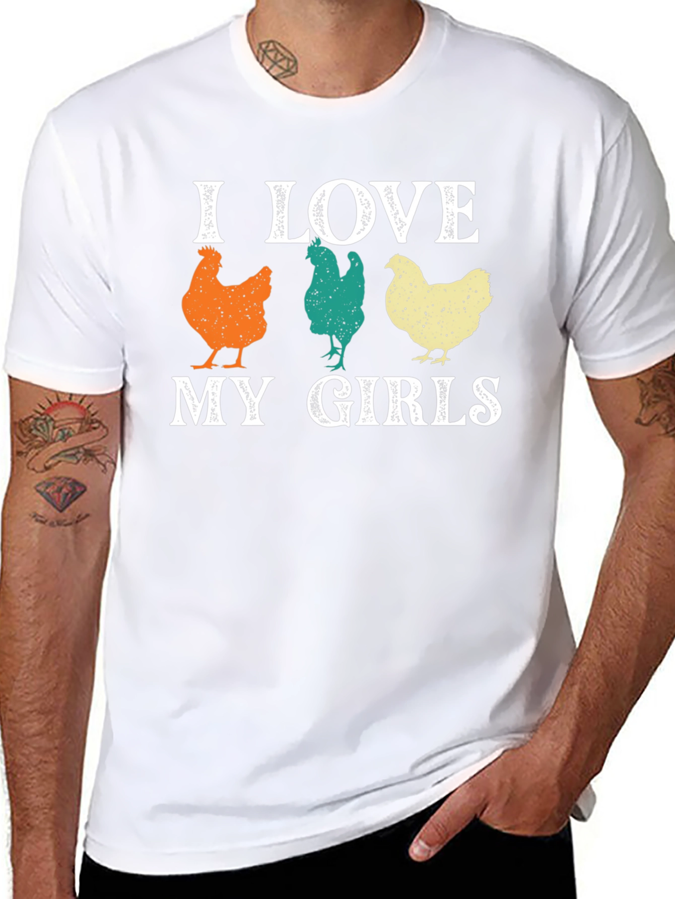 I Love My Girls Chicken Graphic T-Shirt