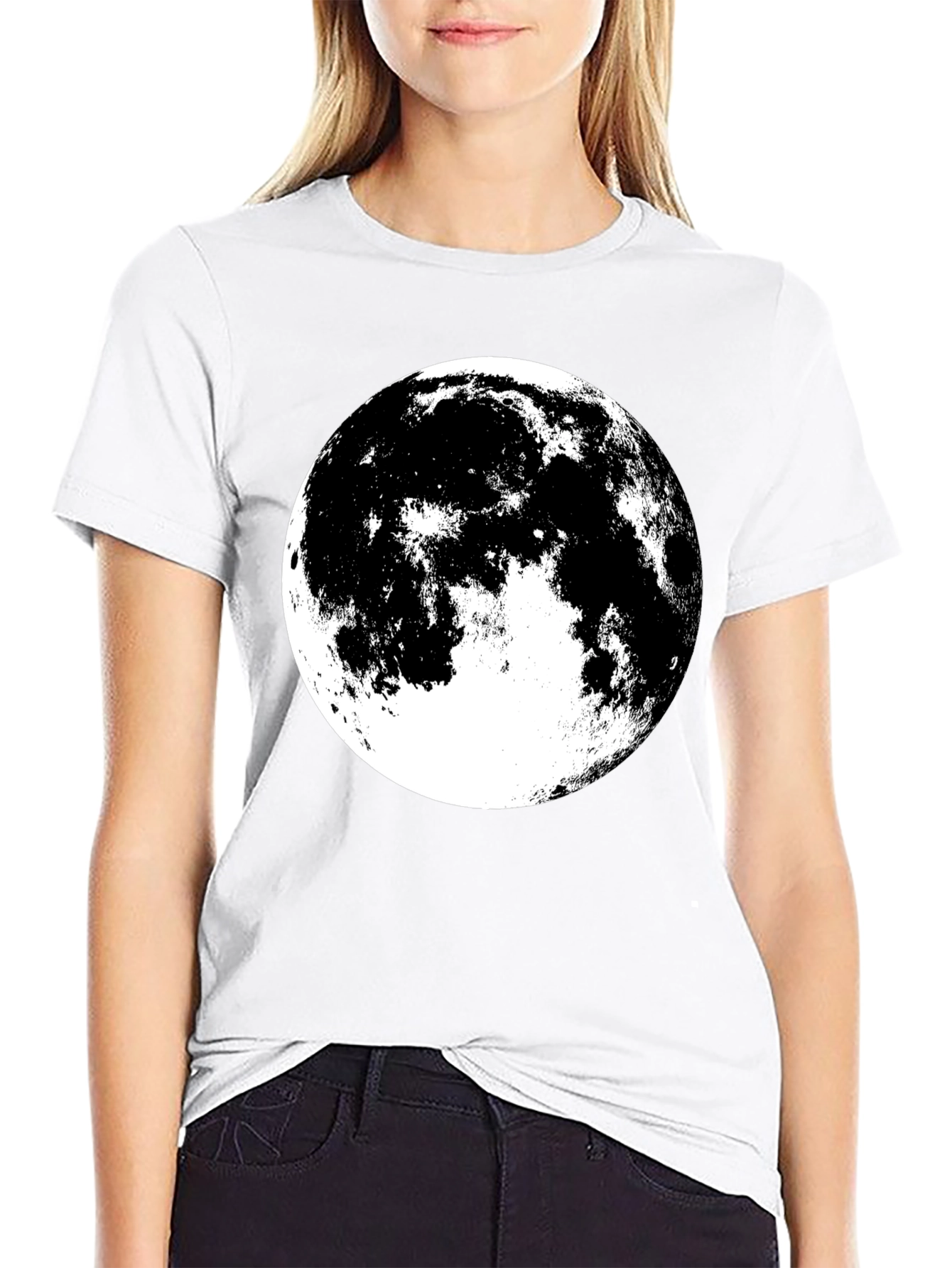 Full Moon Graphic Tee - Black Cotton Shirt