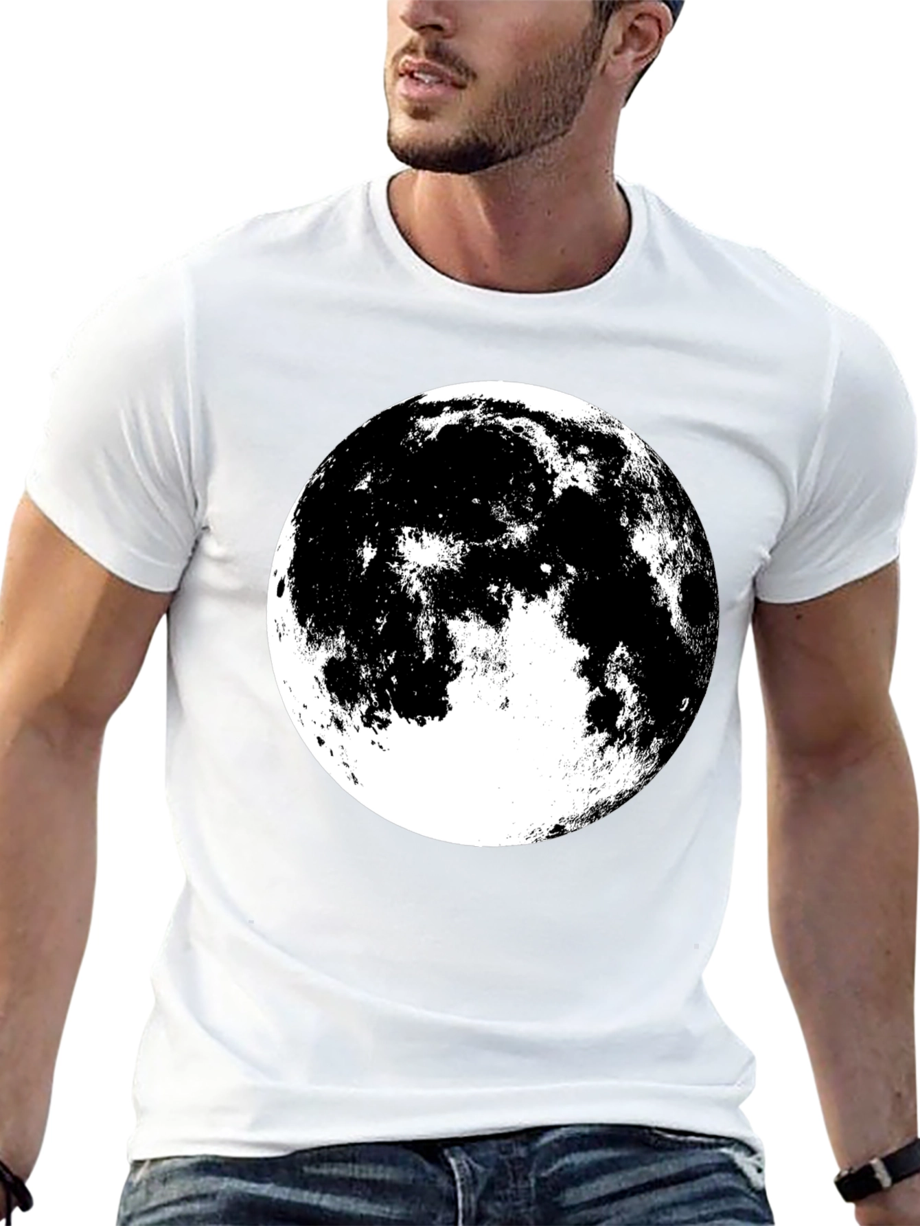 Full Moon Graphic Tee - Black Cotton Shirt