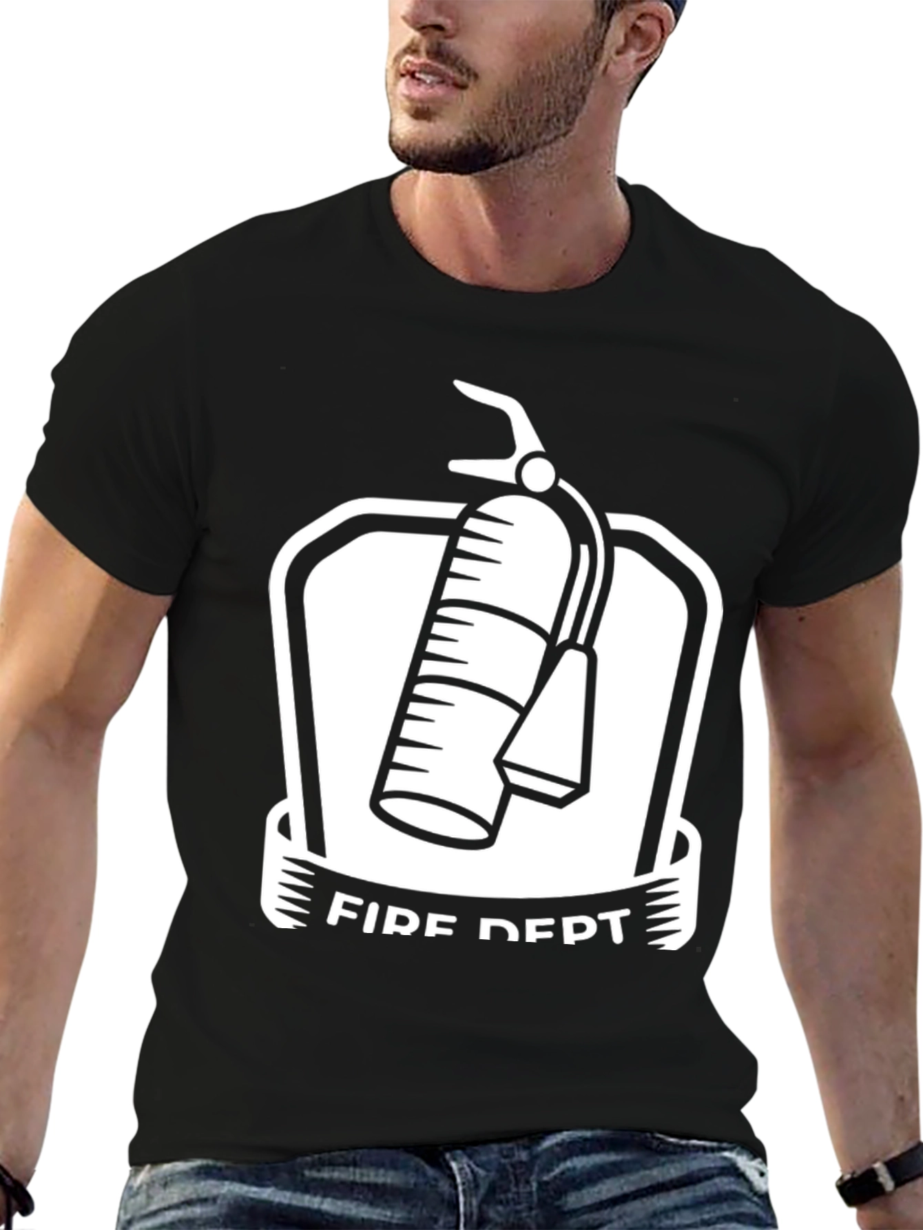 Fire Dept. Graphic Tee - Black Cotton Blend