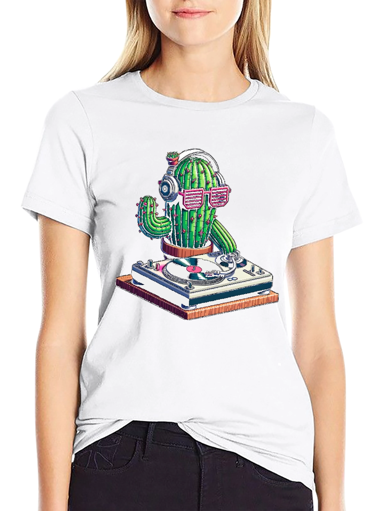 DJ Cactus Graphic T-Shirt - Turntable Cactus Tee