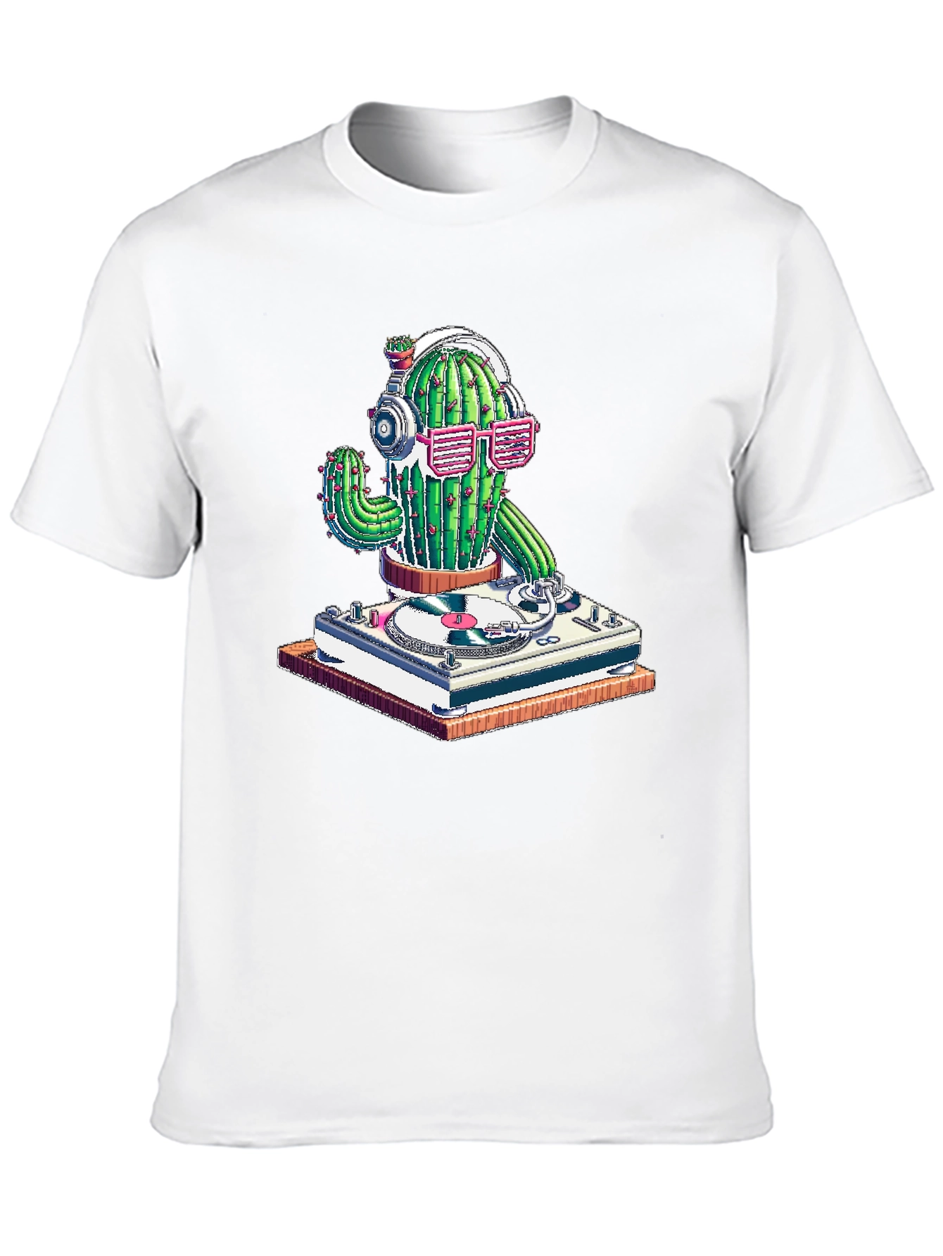 DJ Cactus Graphic T-Shirt - Turntable Cactus Tee