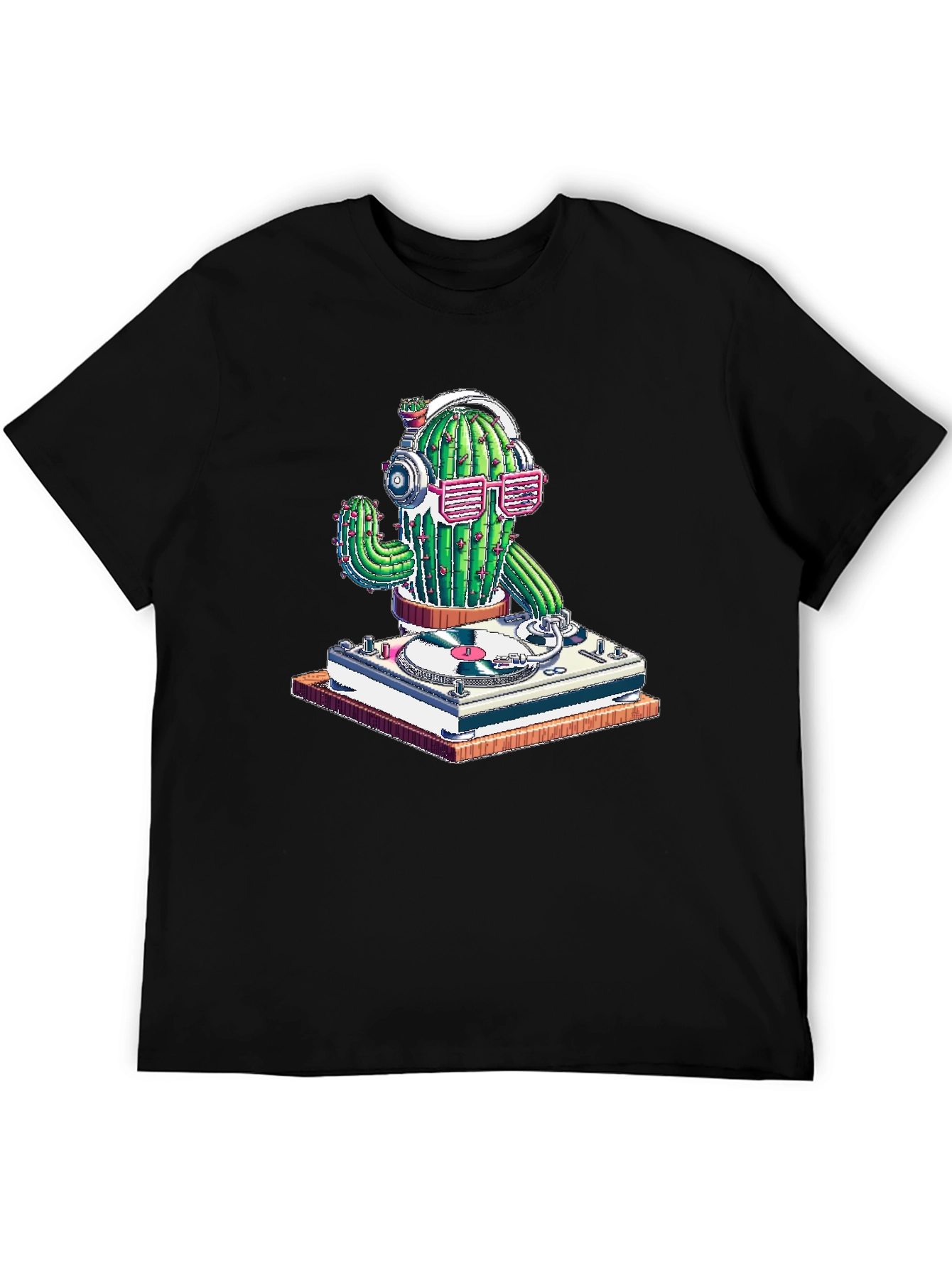 DJ Cactus Graphic T-Shirt - Turntable Cactus Tee