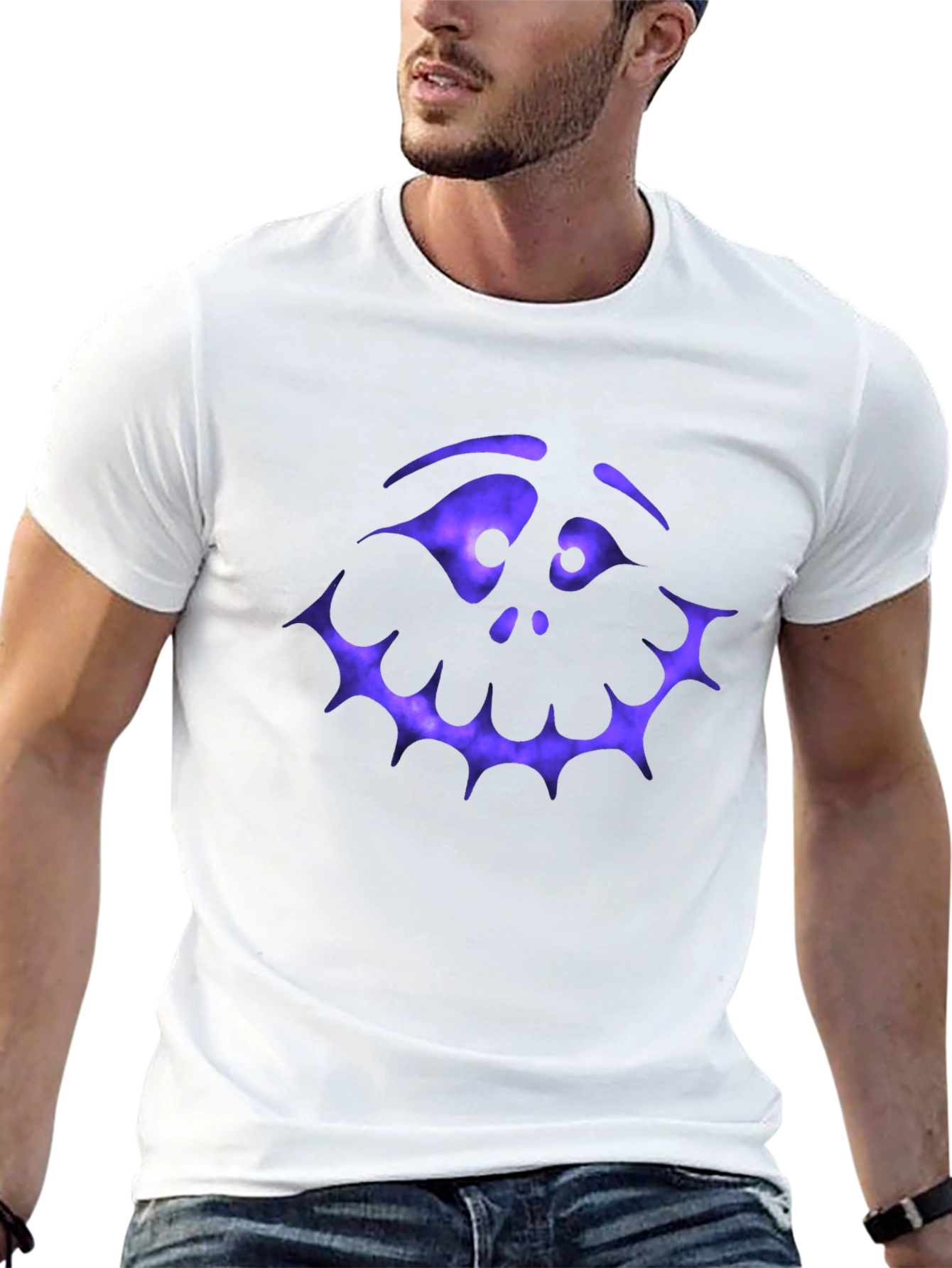 Spooky Face Graphic T-Shirt - Halloween Style