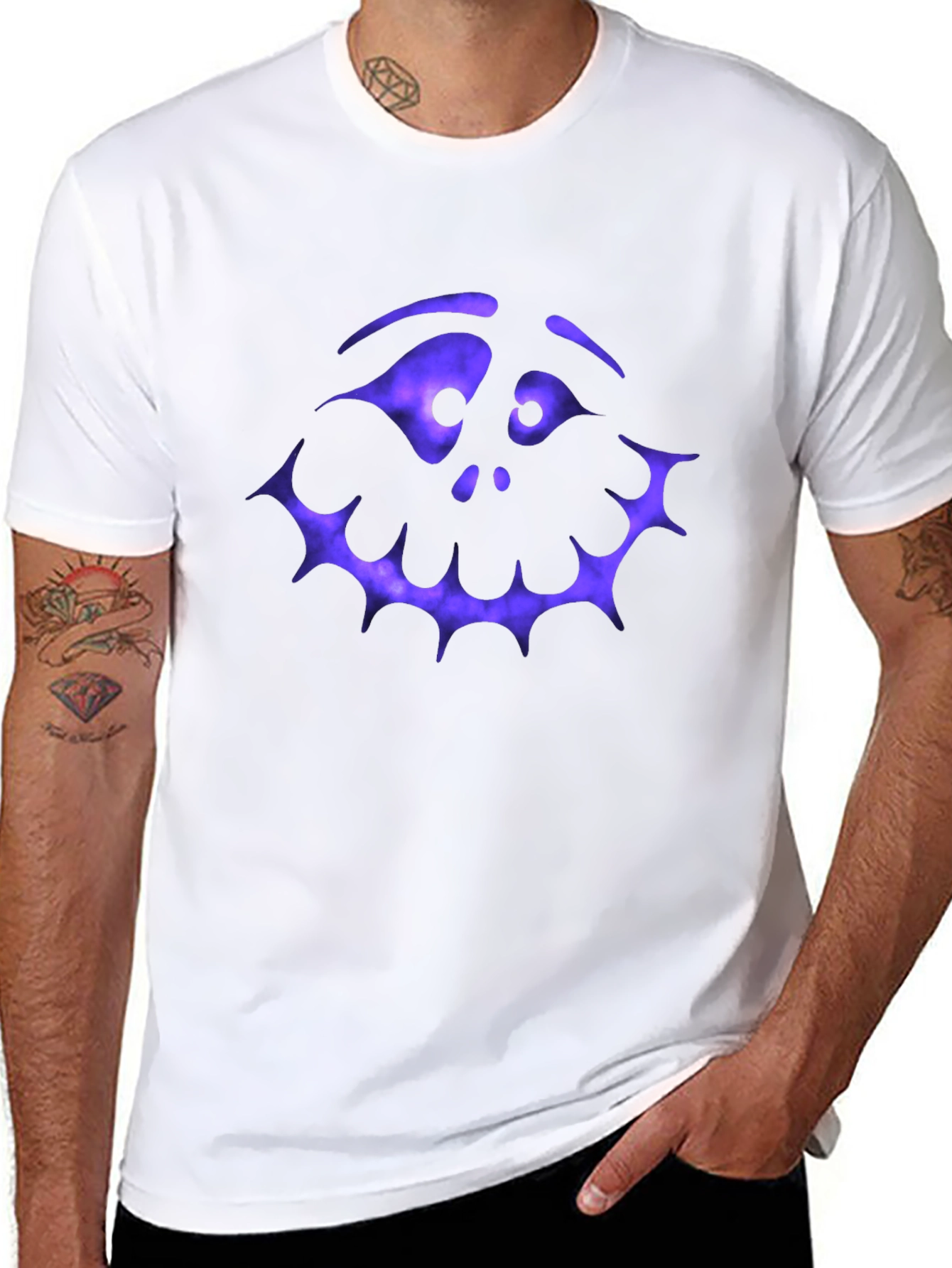 Spooky Face Graphic T-Shirt - Halloween Style