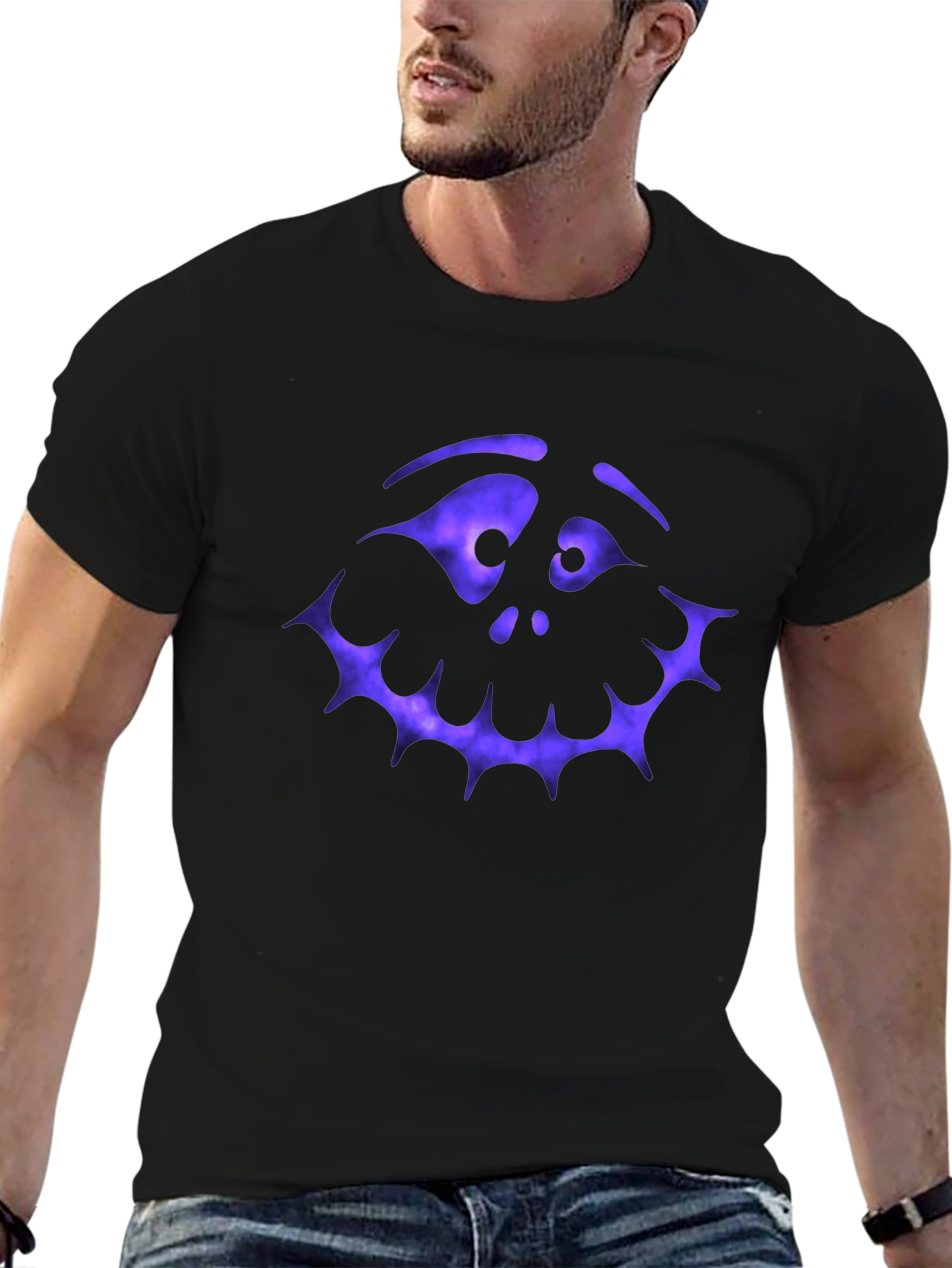 Spooky Face Graphic T-Shirt - Halloween Style