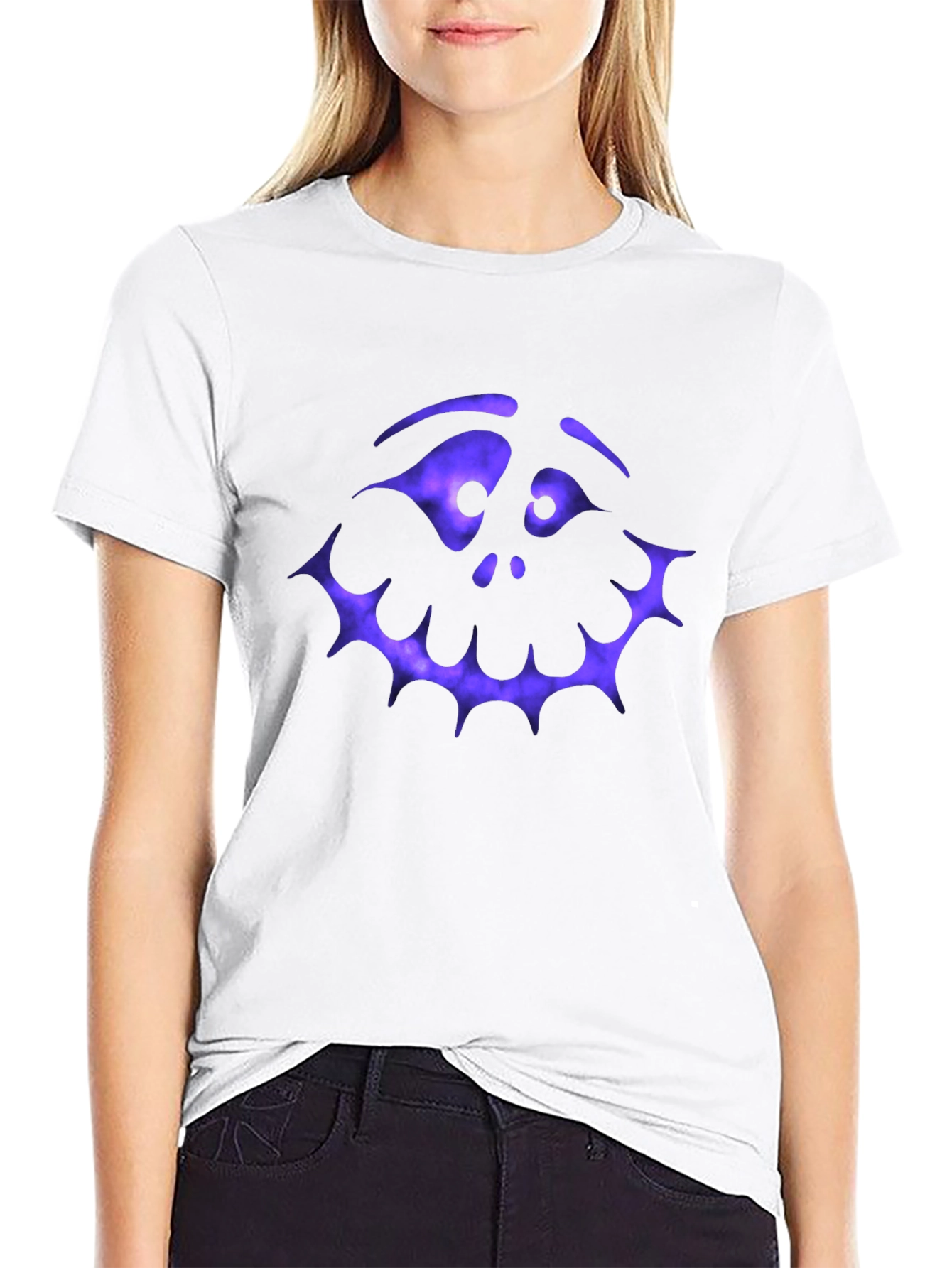 Spooky Face Graphic T-Shirt - Halloween Style
