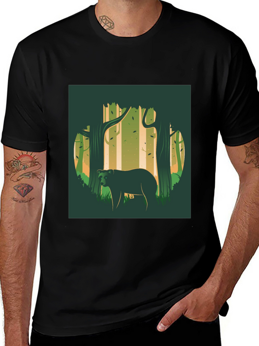 Bear in Forest Graphic Tee - Nature Lover Shirt