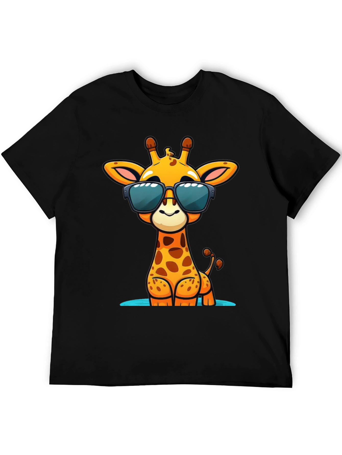 Cool Giraffe Graphic Tee - Black Cotton Shirt