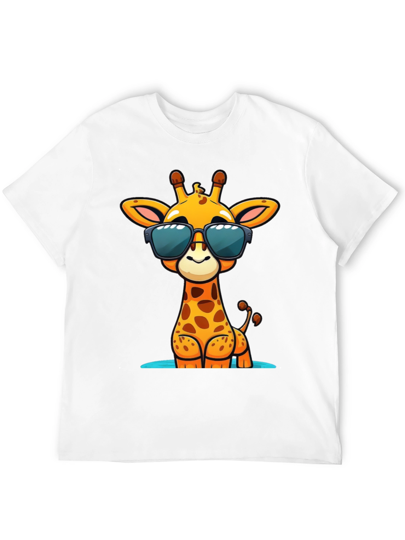 Cool Giraffe Graphic Tee - Black Cotton Shirt