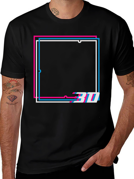 Geometric 3D Effect Graphic Tee