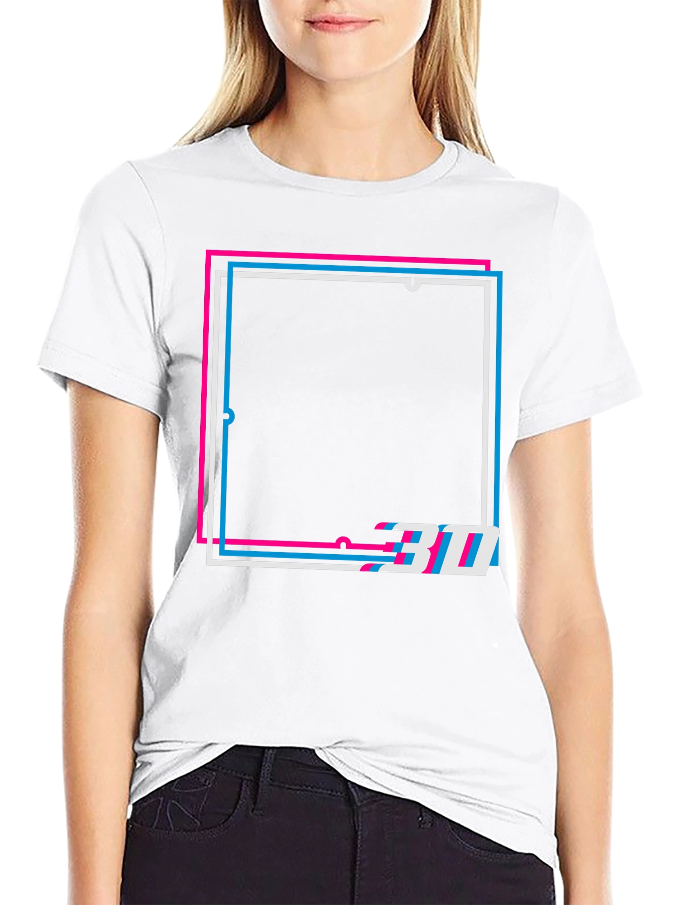 Geometric 3D Effect Graphic Tee