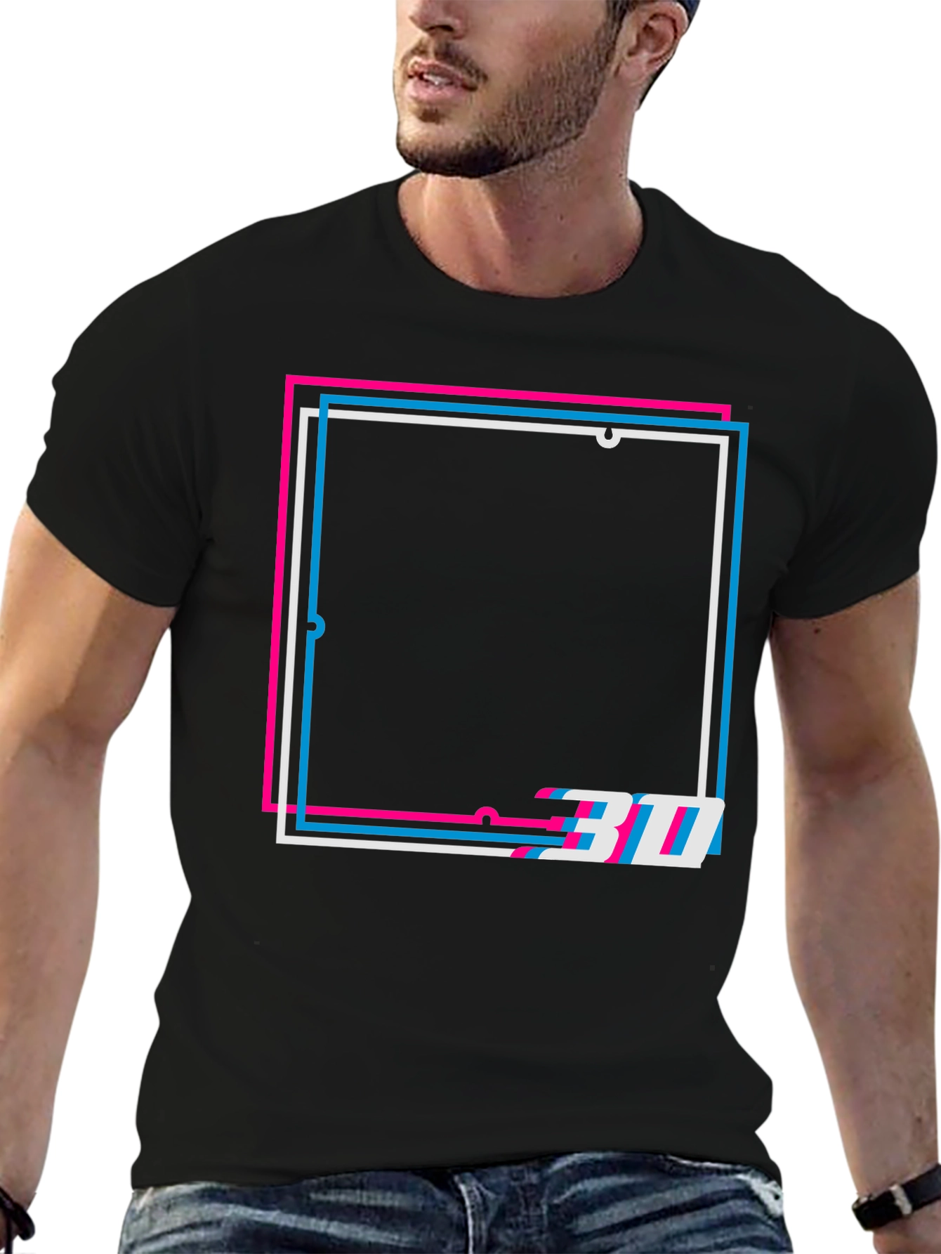 Geometric 3D Effect Graphic Tee